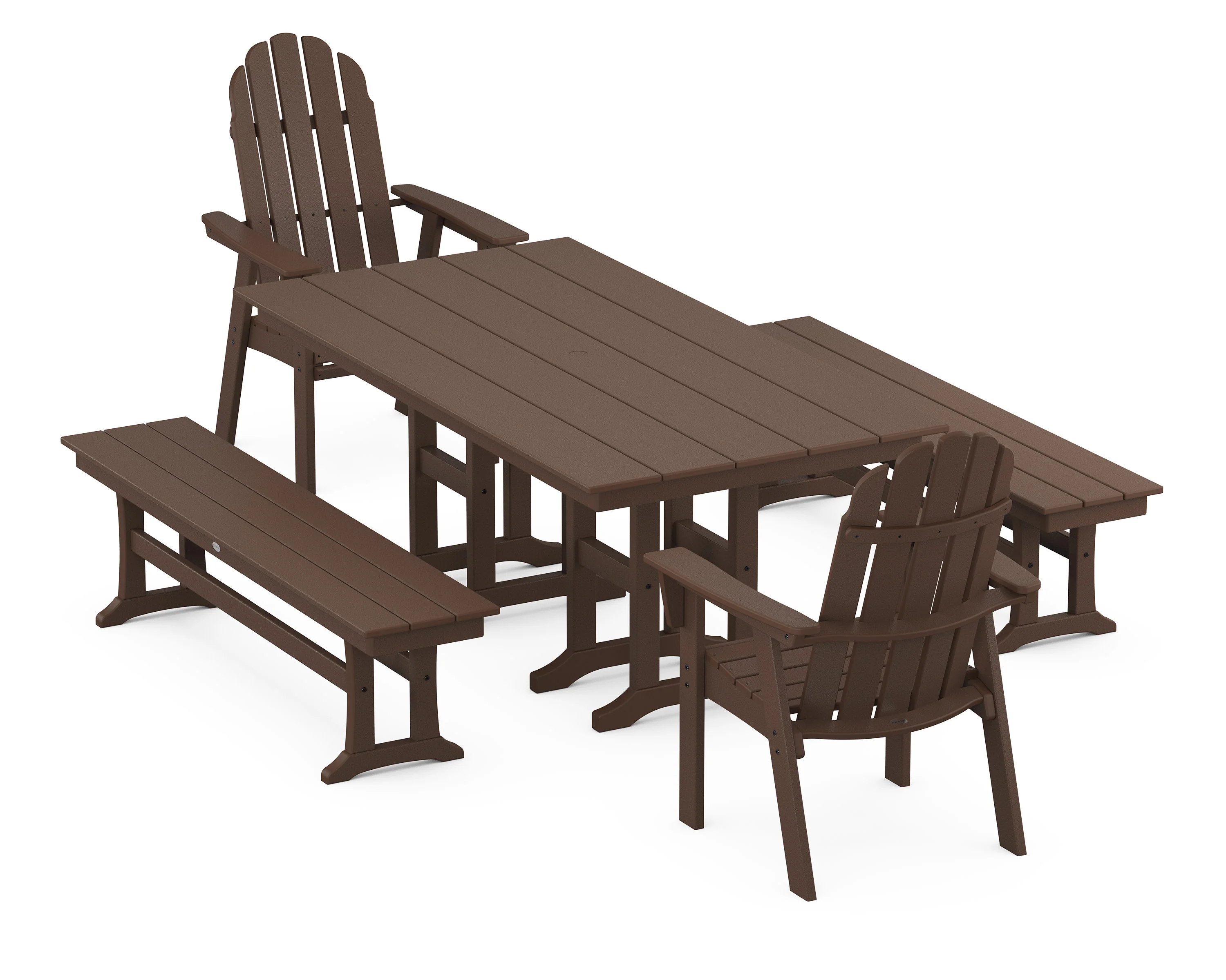 Vineyard Curveback Adirondack 5-Piece Farmhouse Dining Set with Benches - Image 9