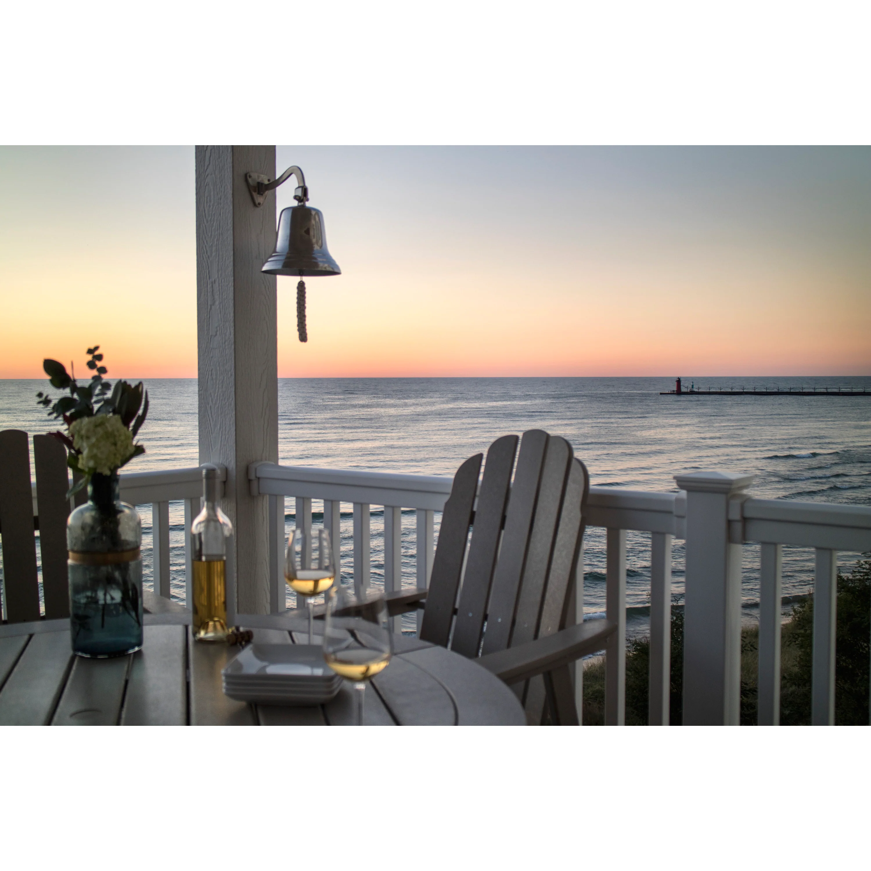 Vineyard Curveback Adirondack 5-Piece Nautical Trestle Dining Set - Image 10