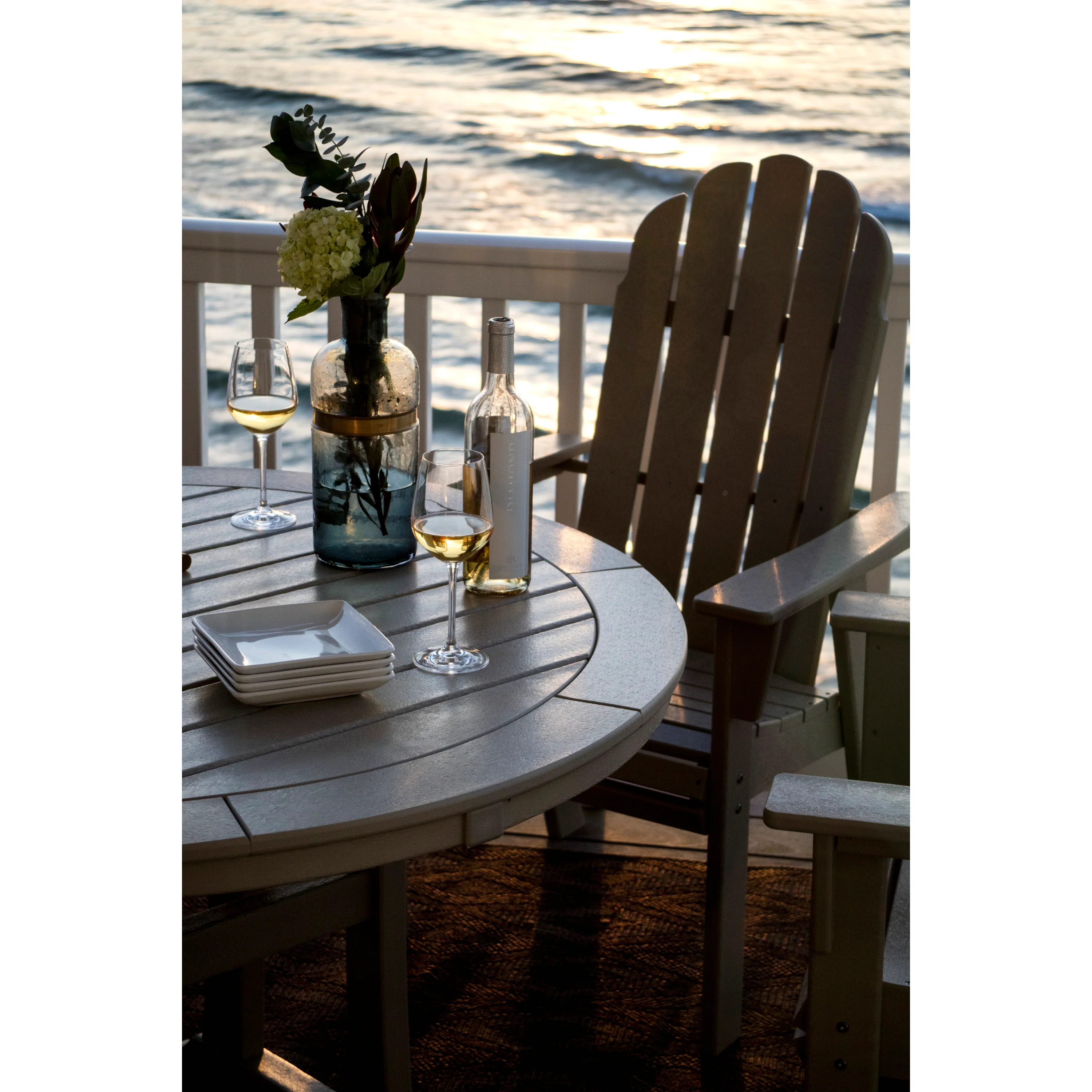 Vineyard Curveback Adirondack 5-Piece Nautical Trestle Dining Set - Image 12