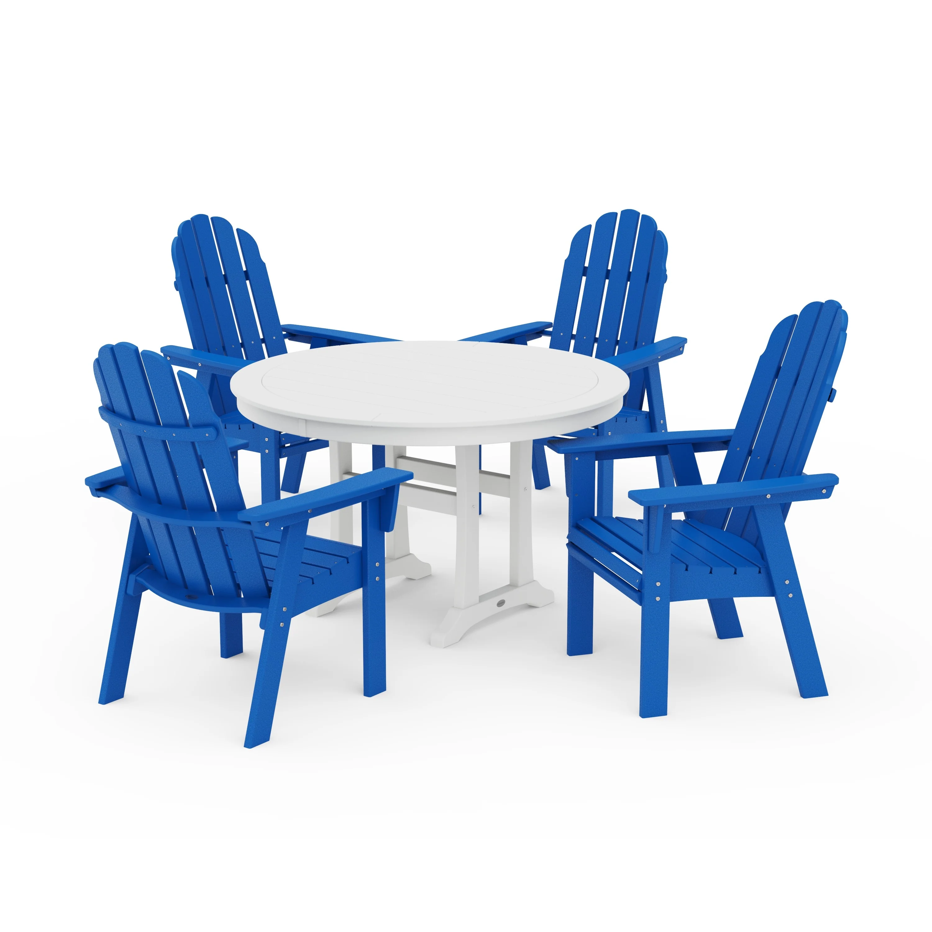 Vineyard Curveback Adirondack 5-Piece Nautical Trestle Dining Set - Image 16