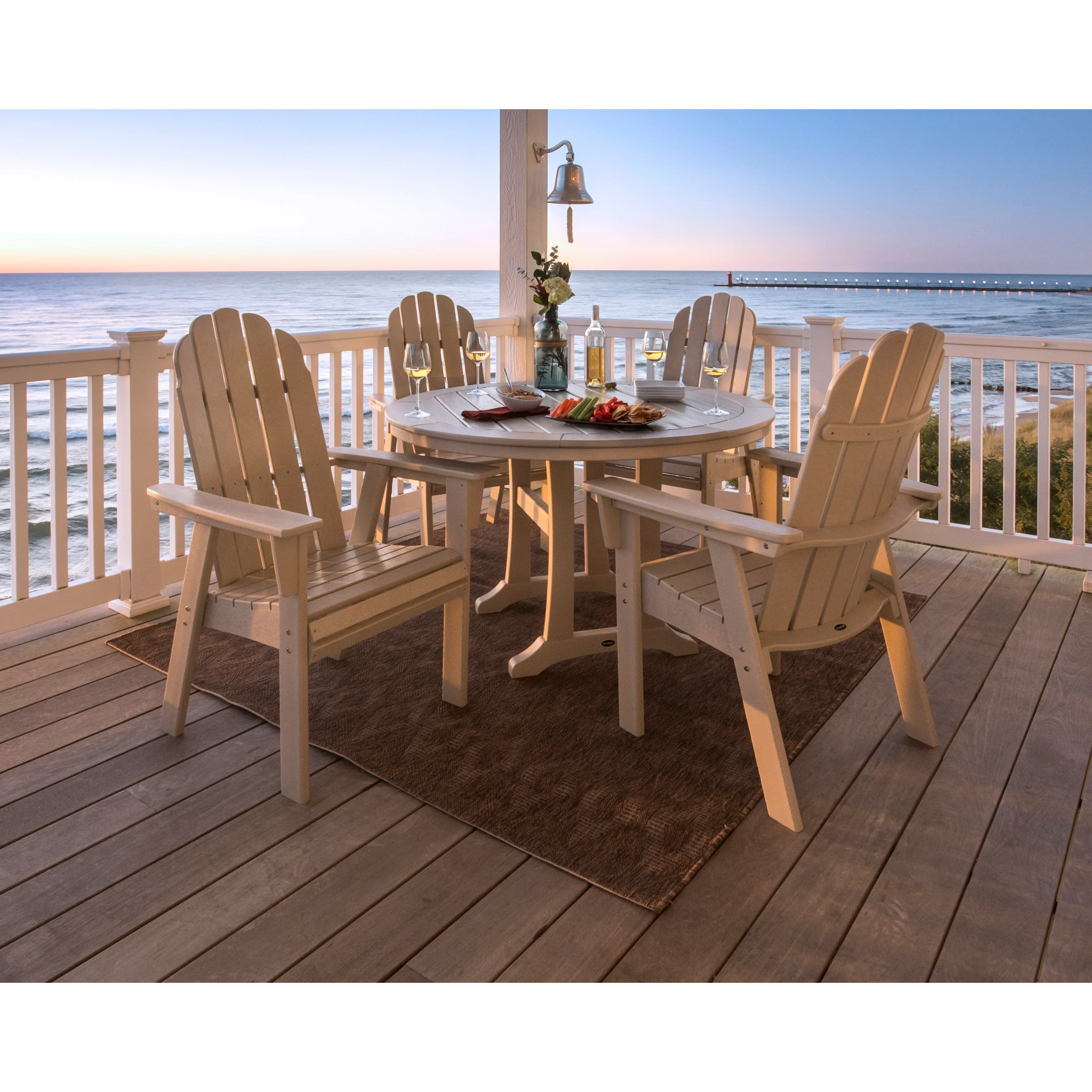 Vineyard Curveback Adirondack 5-Piece Nautical Trestle Dining Set - Image 3