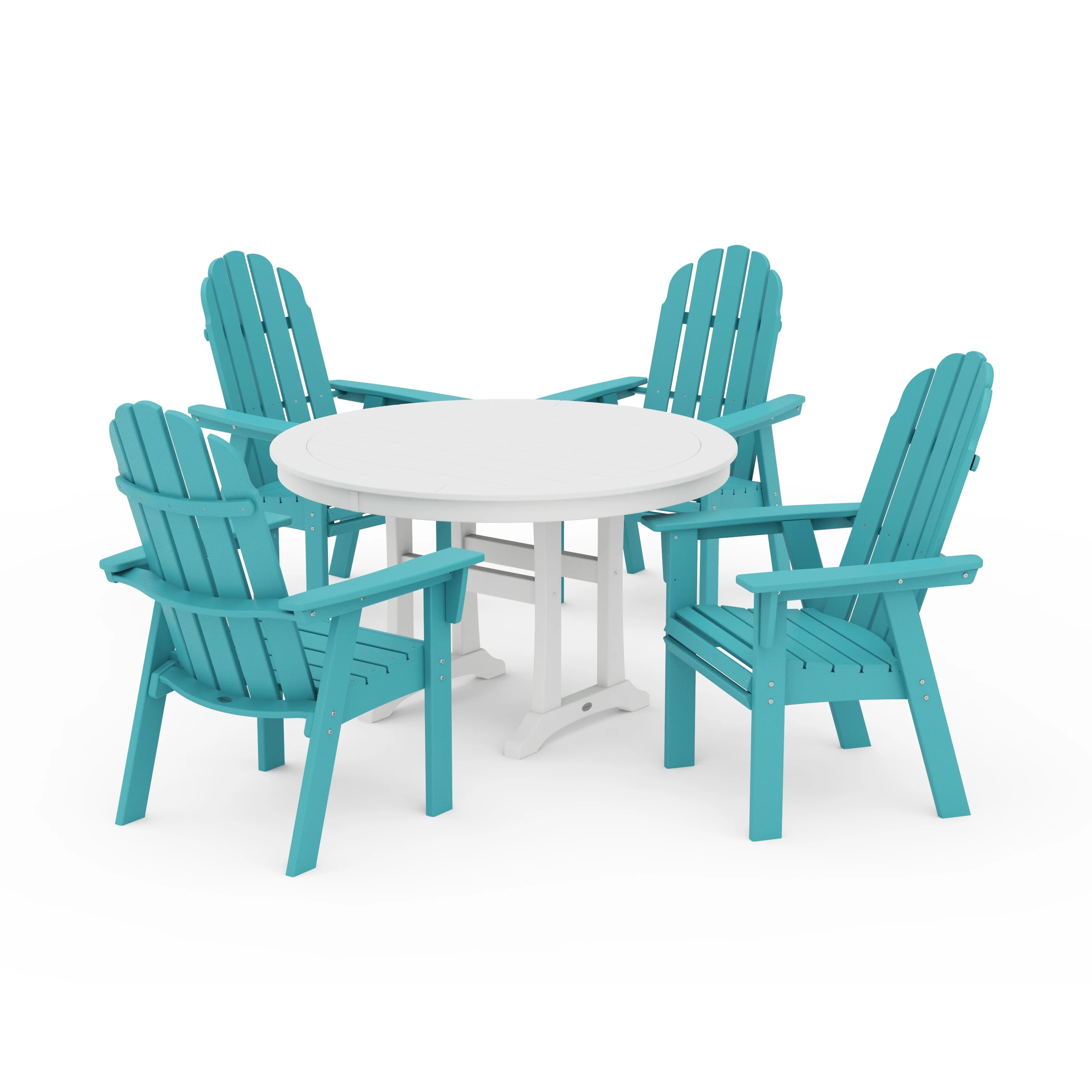 Vineyard Curveback Adirondack 5-Piece Nautical Trestle Dining Set - Image 31