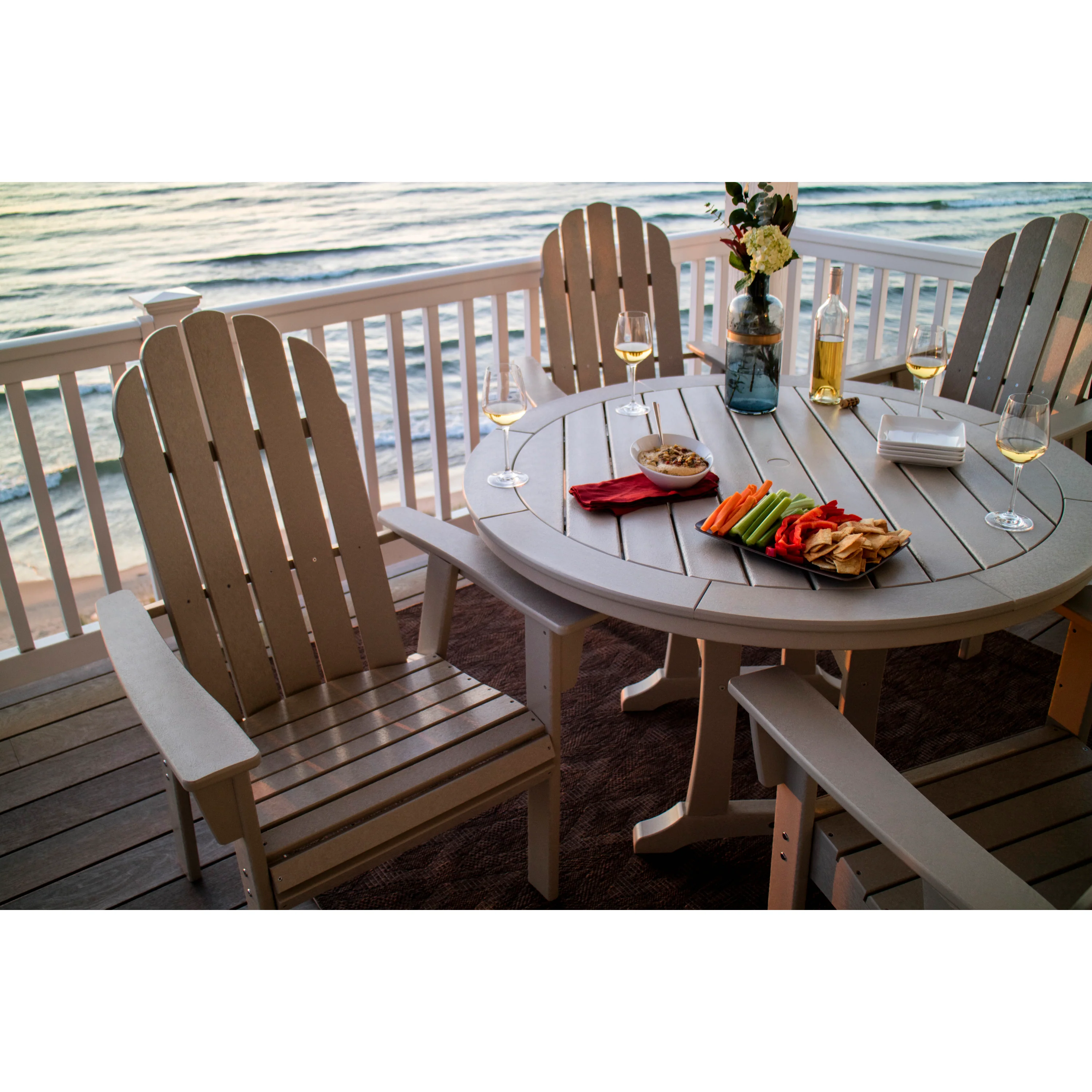Vineyard Curveback Adirondack 5-Piece Nautical Trestle Dining Set - Image 7