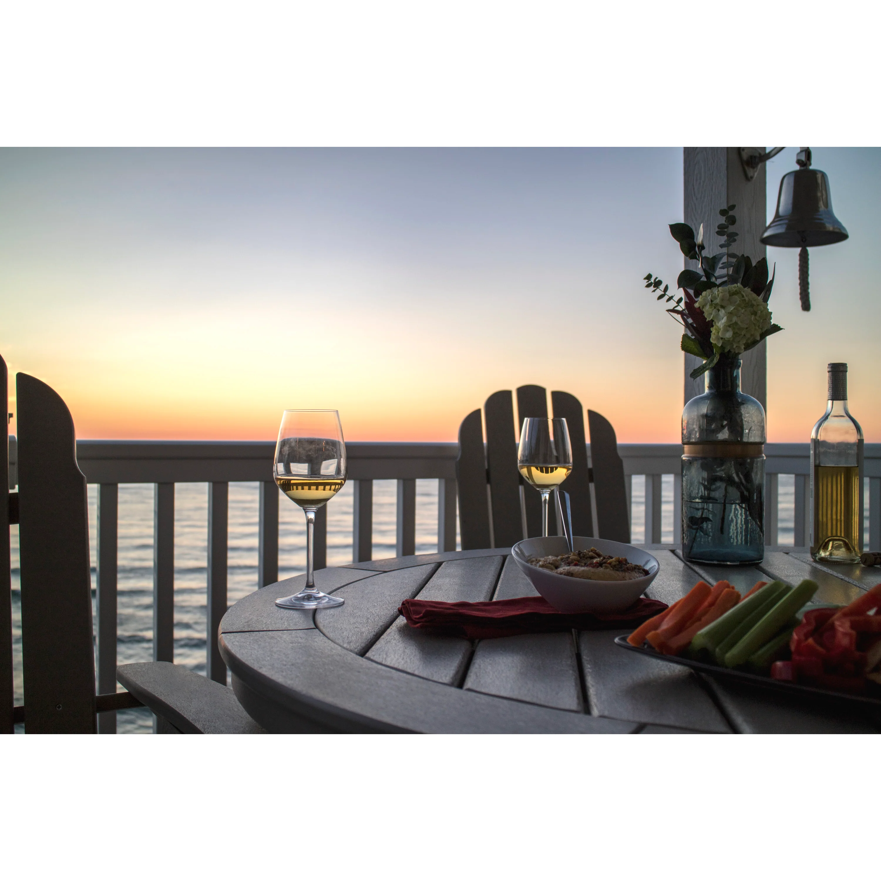 Vineyard Curveback Adirondack 5-Piece Nautical Trestle Dining Set - Image 9