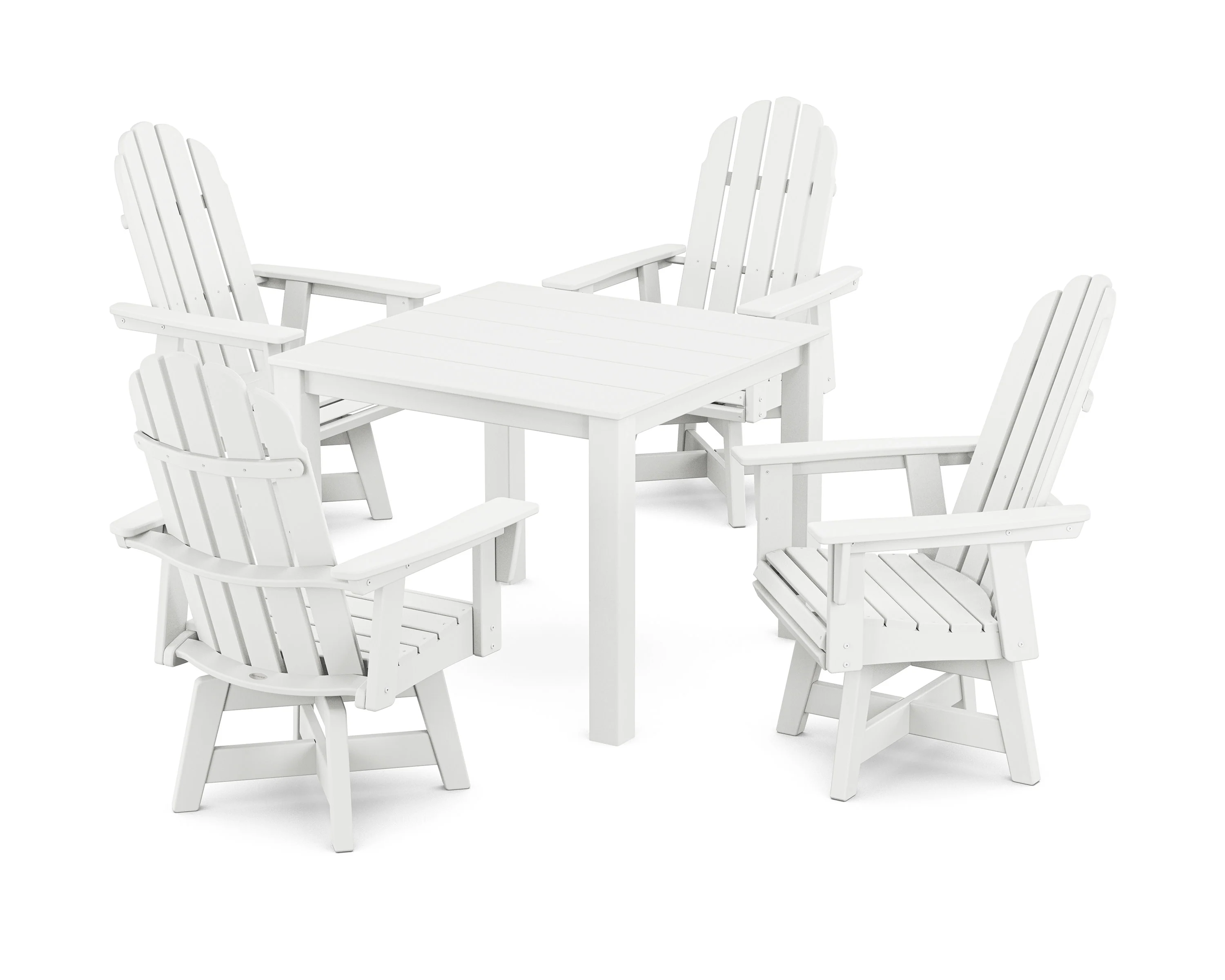 Vineyard Curveback Adirondack 5-Piece Parsons Swivel Dining Set - Image 5