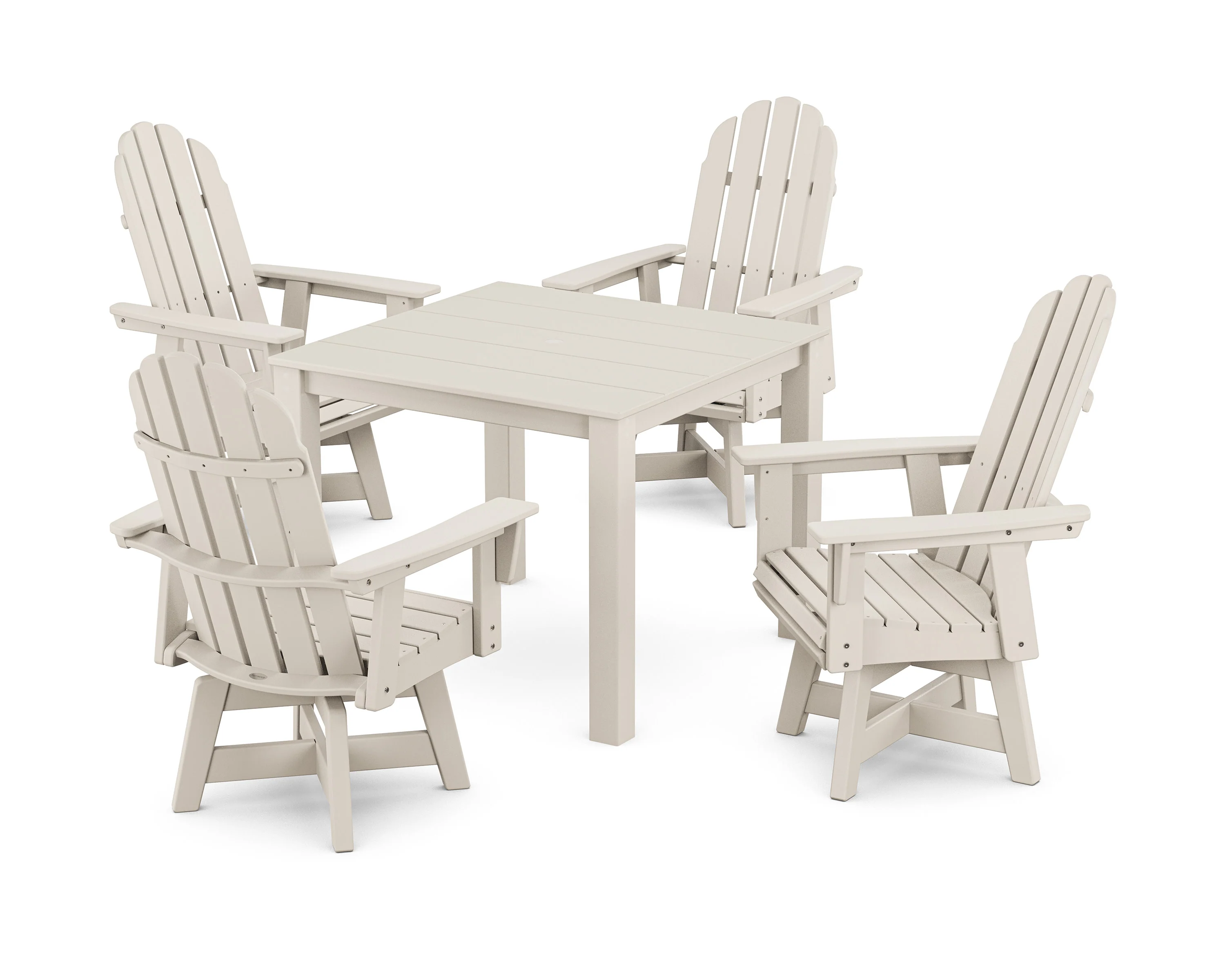 Vineyard Curveback Adirondack 5-Piece Parsons Swivel Dining Set - Image 8