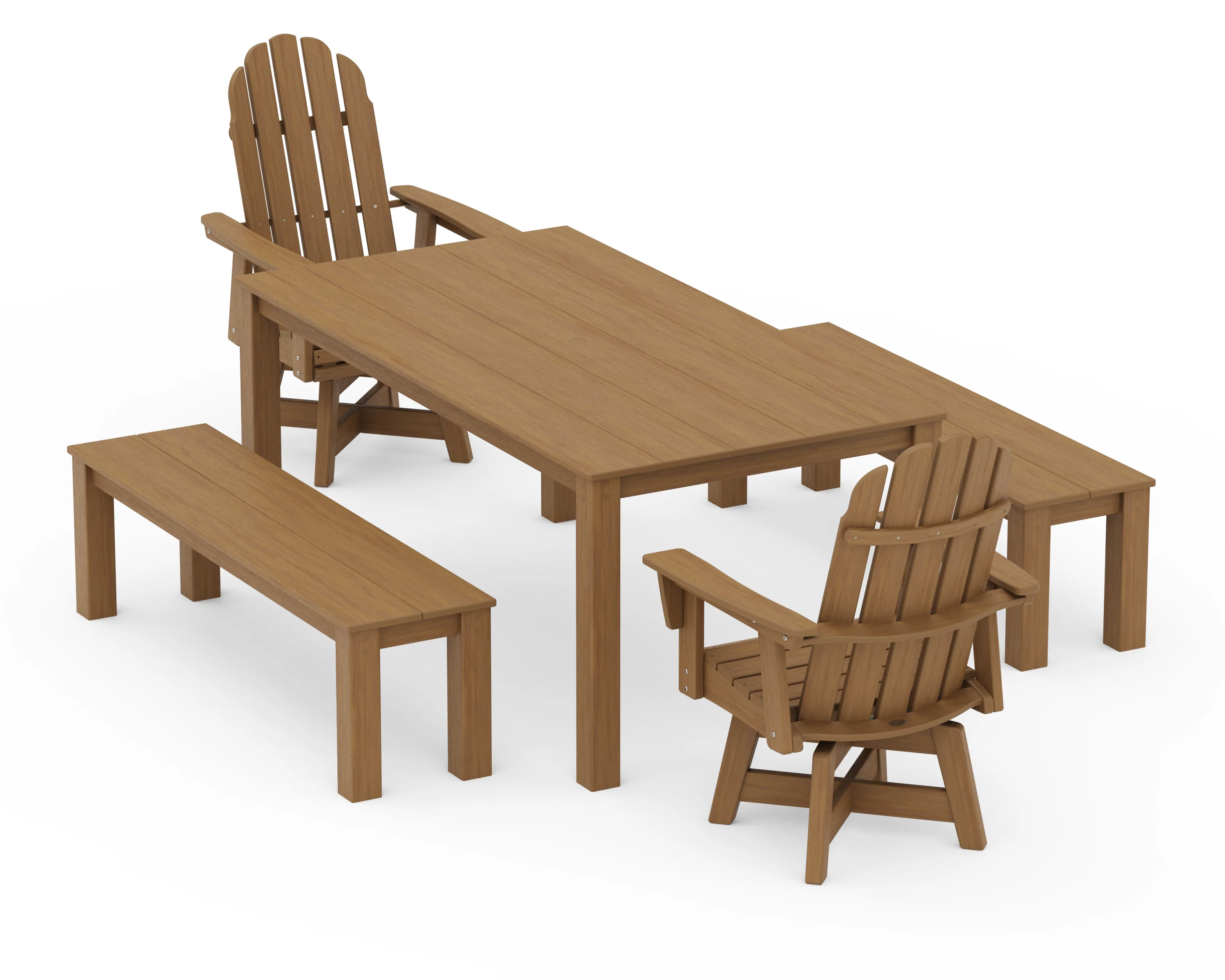 Vineyard Curveback Adirondack 5-Piece Parsons Swivel Dining Set with Benches - Image 10
