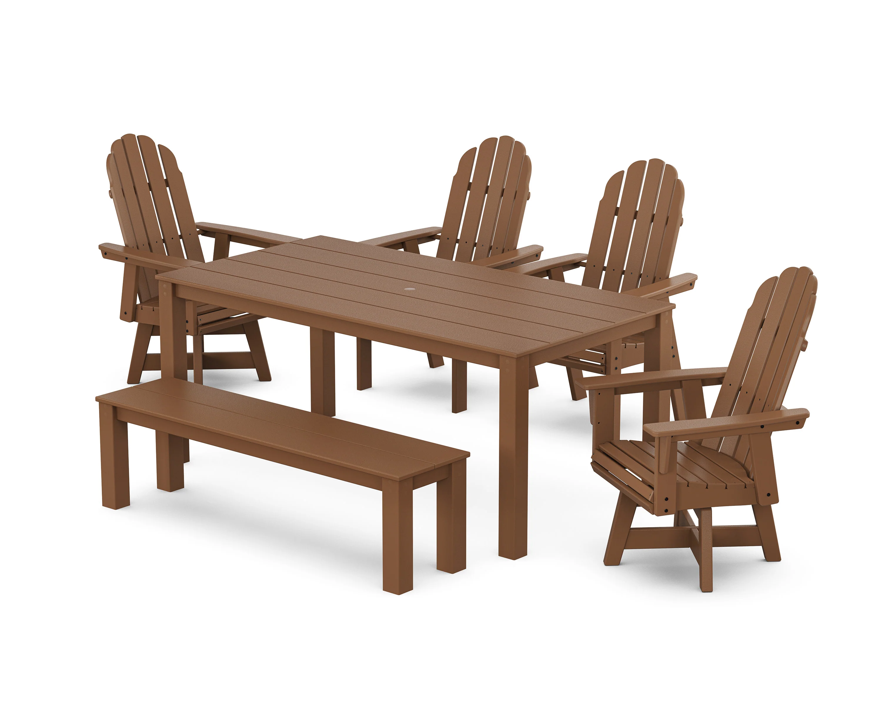 Vineyard Curveback Adirondack 6-Piece Parsons Swivel Dining Set with Bench - Image 4