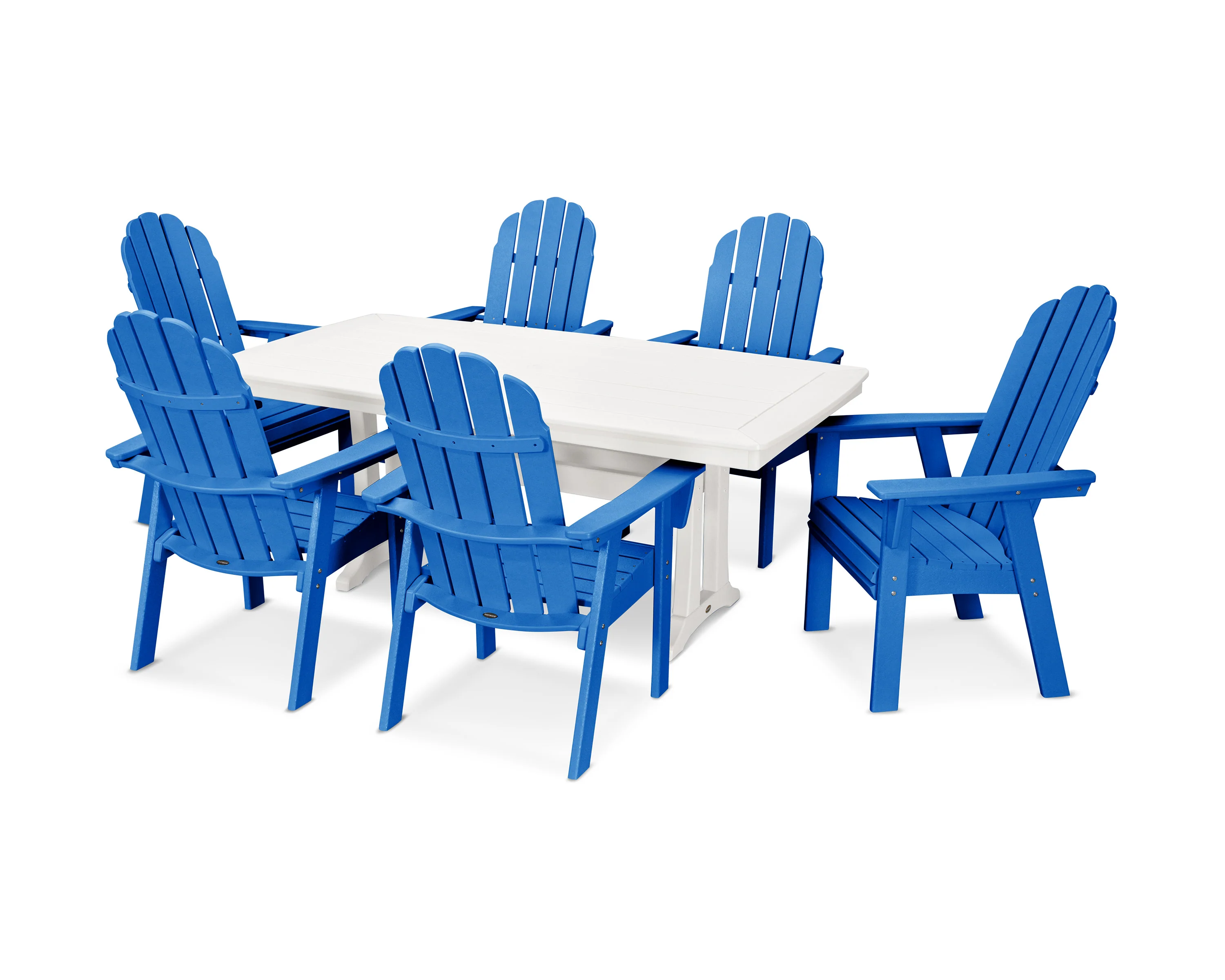 Vineyard Curveback Adirondack 7-Piece Dining Set with Trestle Legs - Image 9