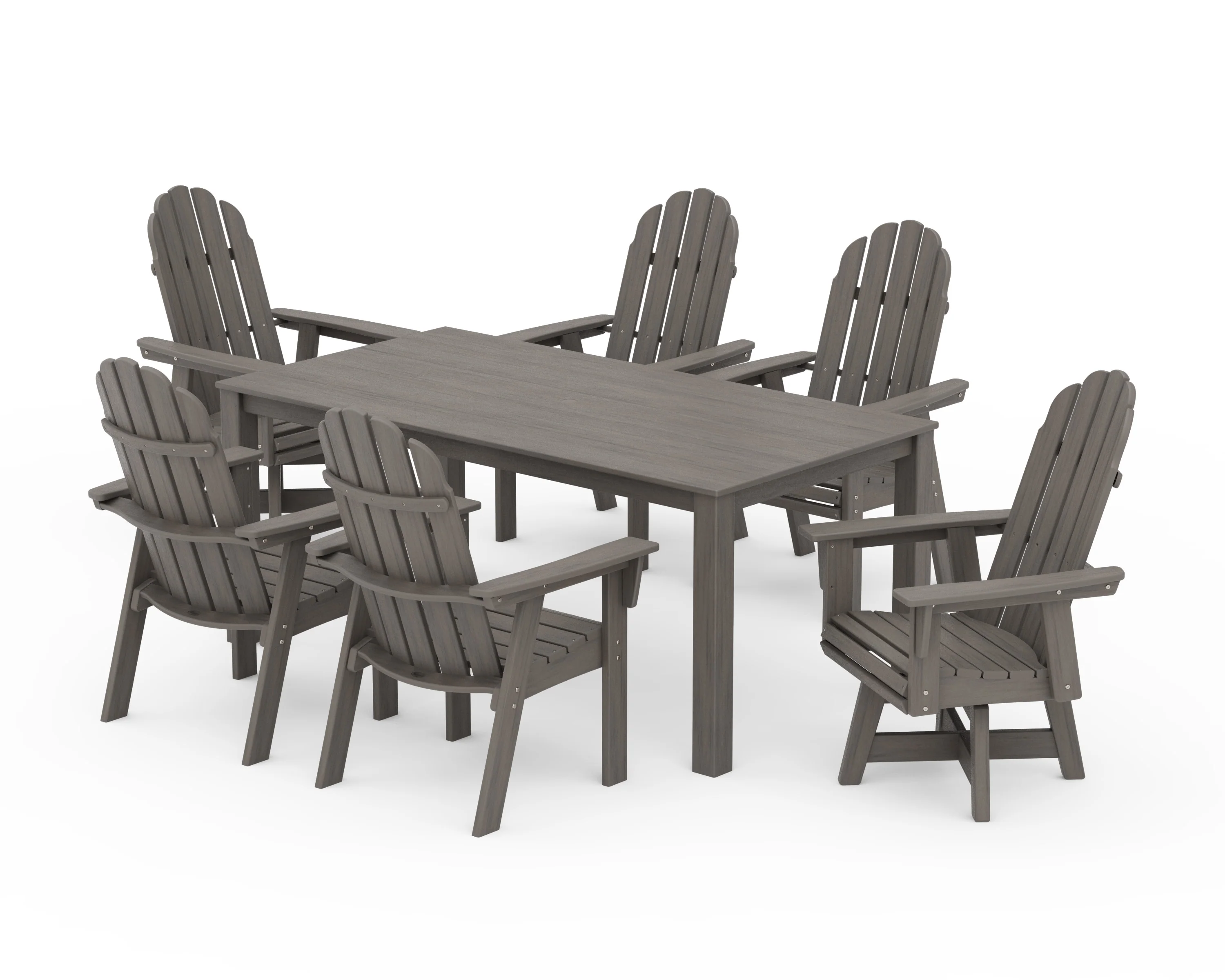 Vineyard Curveback Adirondack 7-Piece Parsons Swivel Dining Set - Image 11