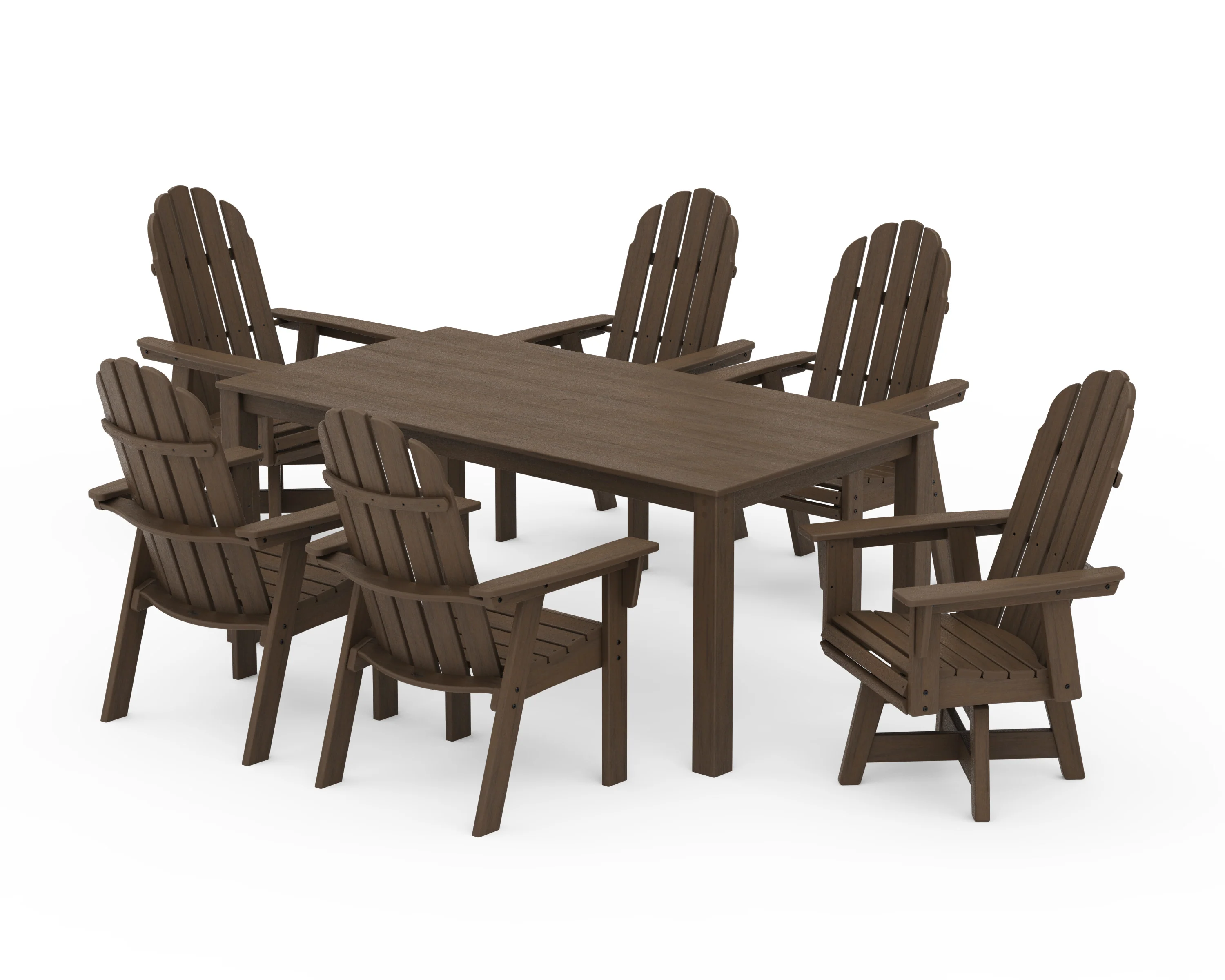 Vineyard Curveback Adirondack 7-Piece Parsons Swivel Dining Set - Image 12
