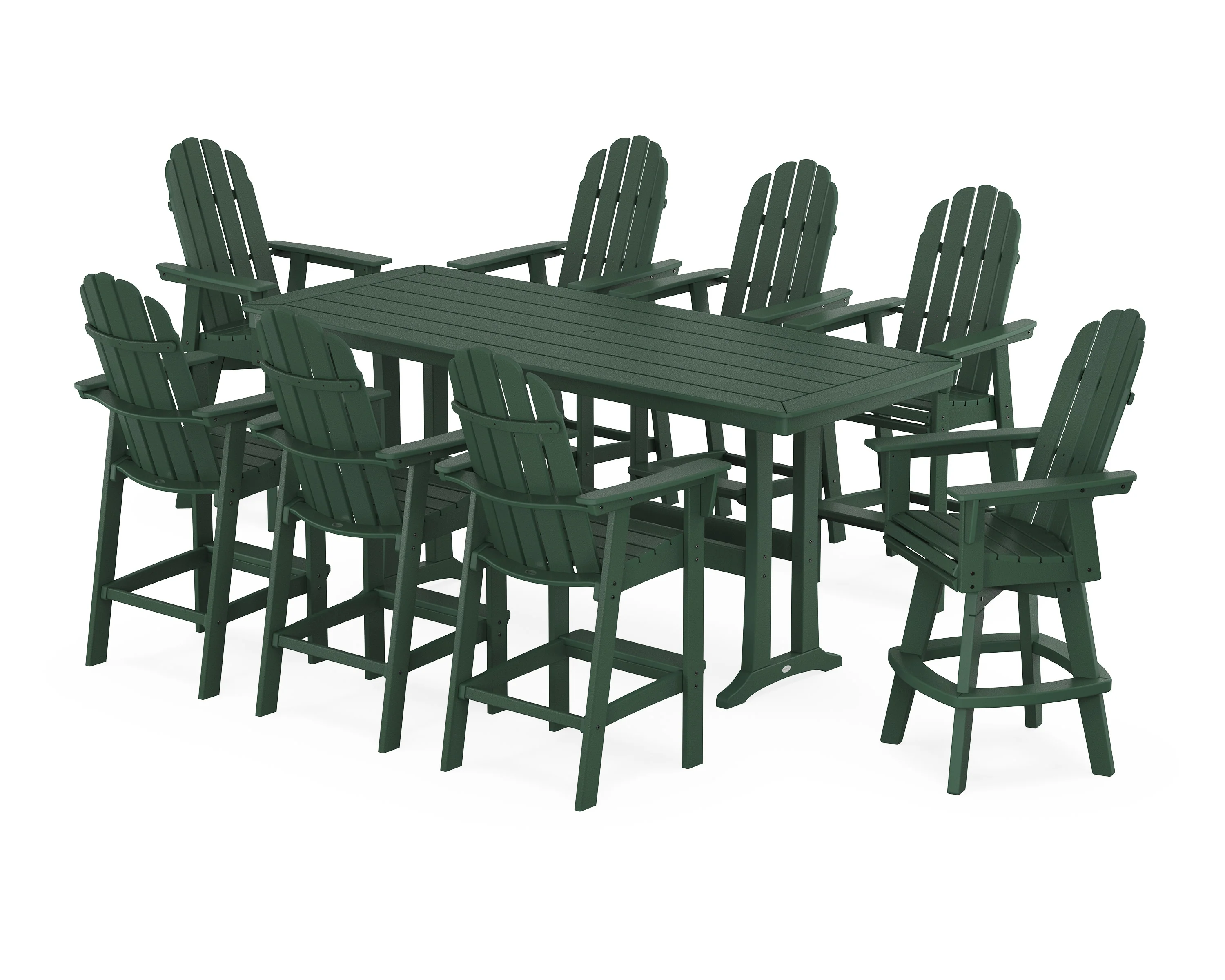 Vineyard Curveback Adirondack Swivel 9-Piece Bar Set with Trestle Legs - Image 10