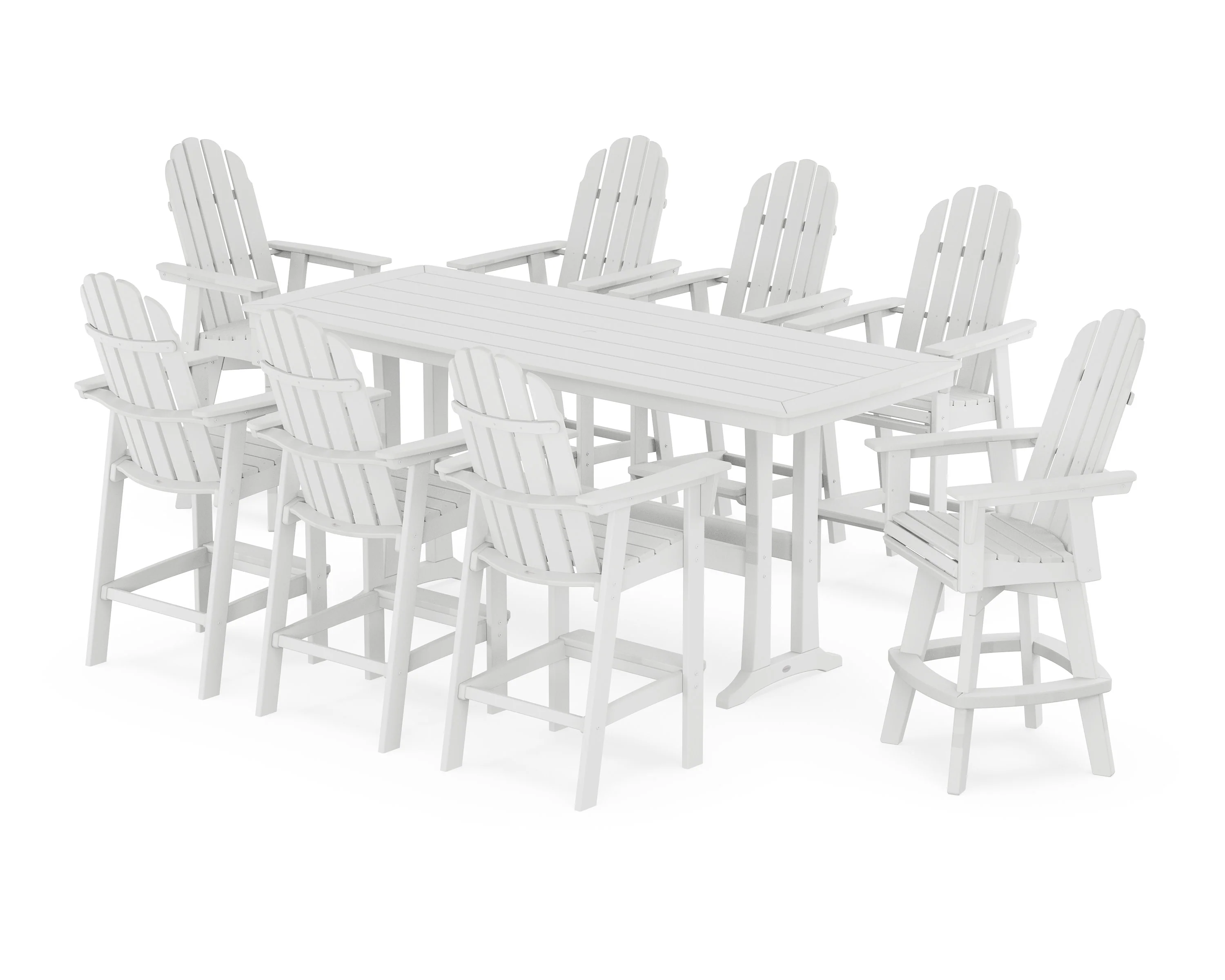 Vineyard Curveback Adirondack Swivel 9-Piece Bar Set with Trestle Legs - Image 12