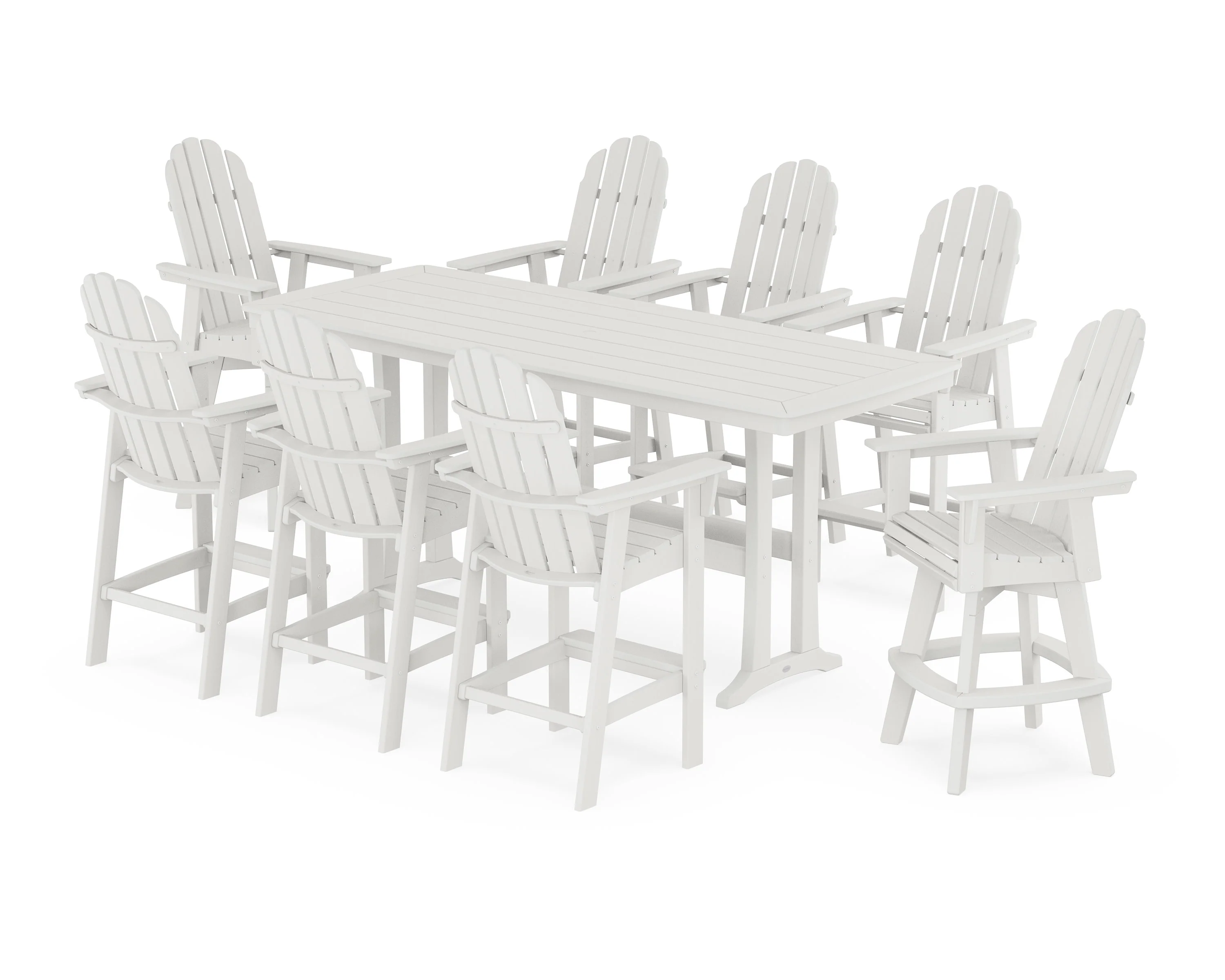 Vineyard Curveback Adirondack Swivel 9-Piece Bar Set with Trestle Legs - Image 6