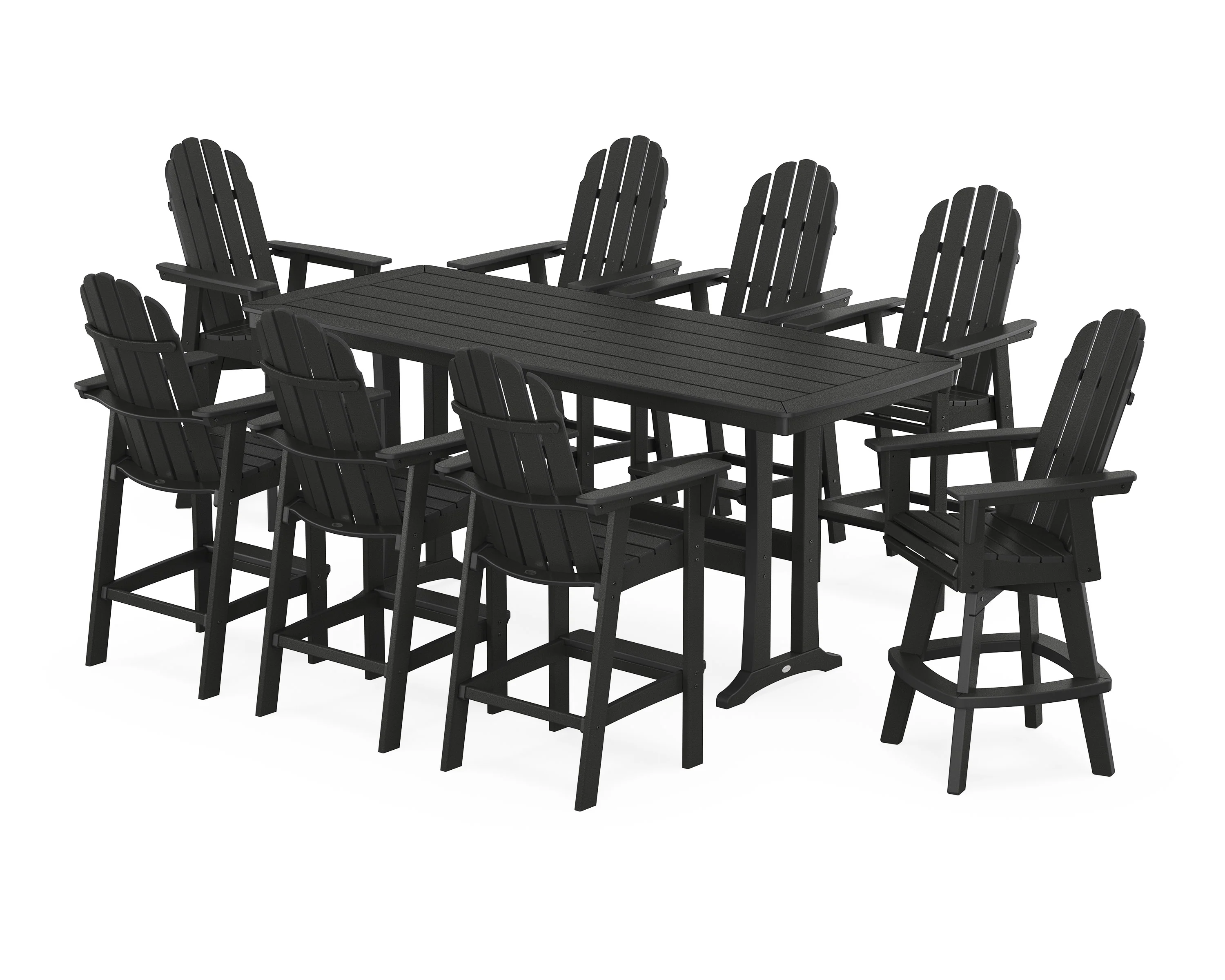 Vineyard Curveback Adirondack Swivel 9-Piece Bar Set with Trestle Legs - Image 9