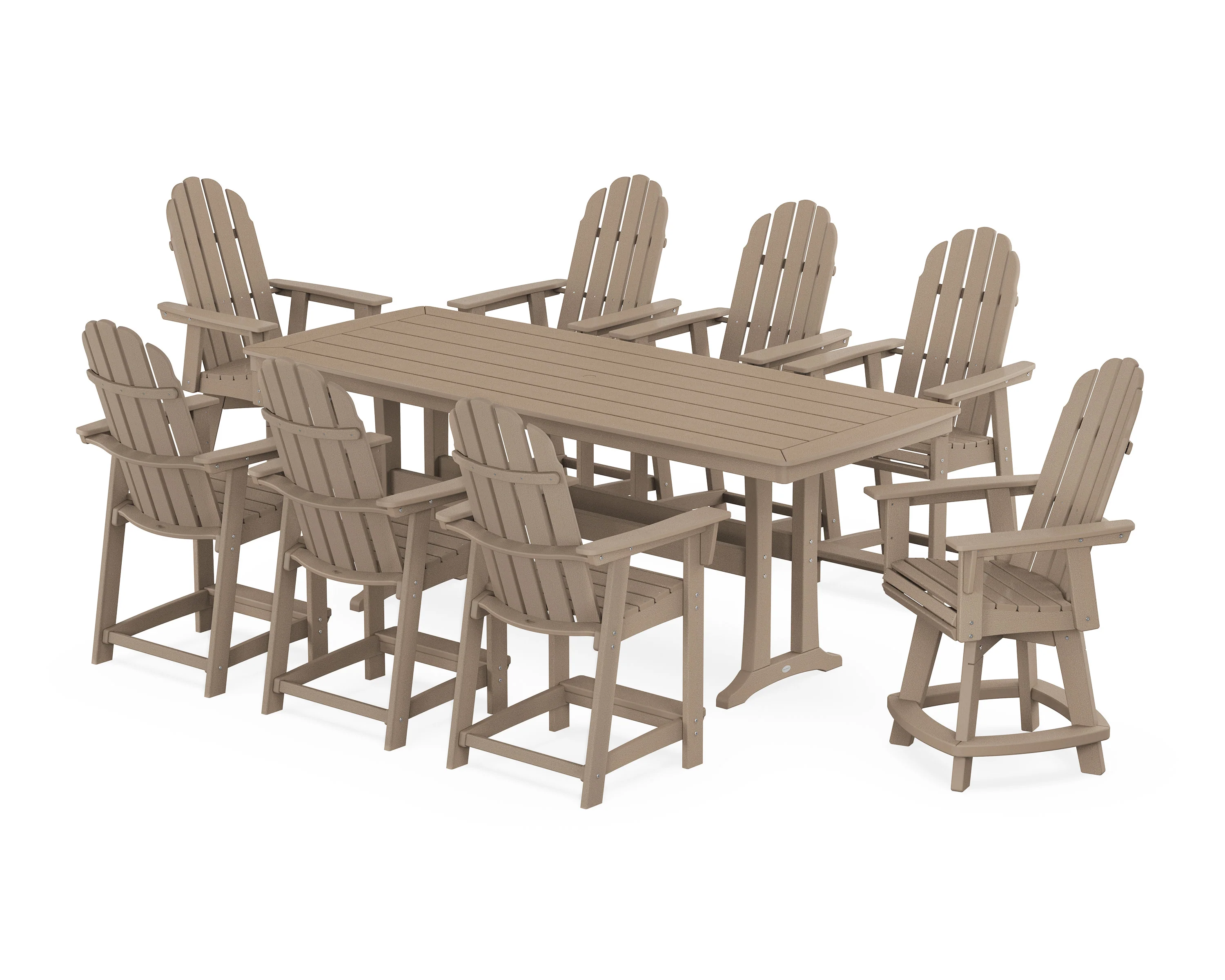 Vineyard Curveback Adirondack Swivel 9-Piece Counter Set with Trestle Legs - Image 10