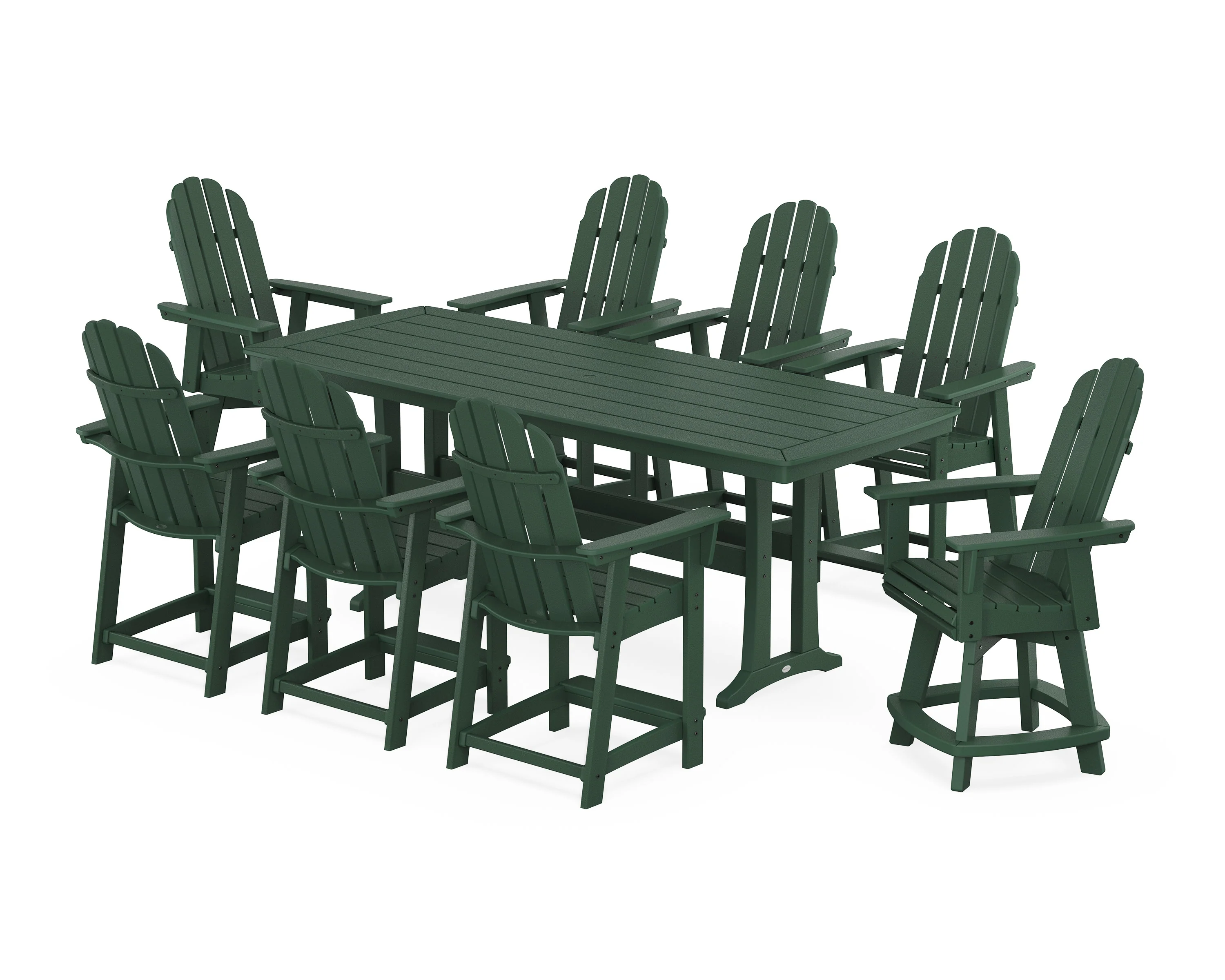 Vineyard Curveback Adirondack Swivel 9-Piece Counter Set with Trestle Legs - Image 11