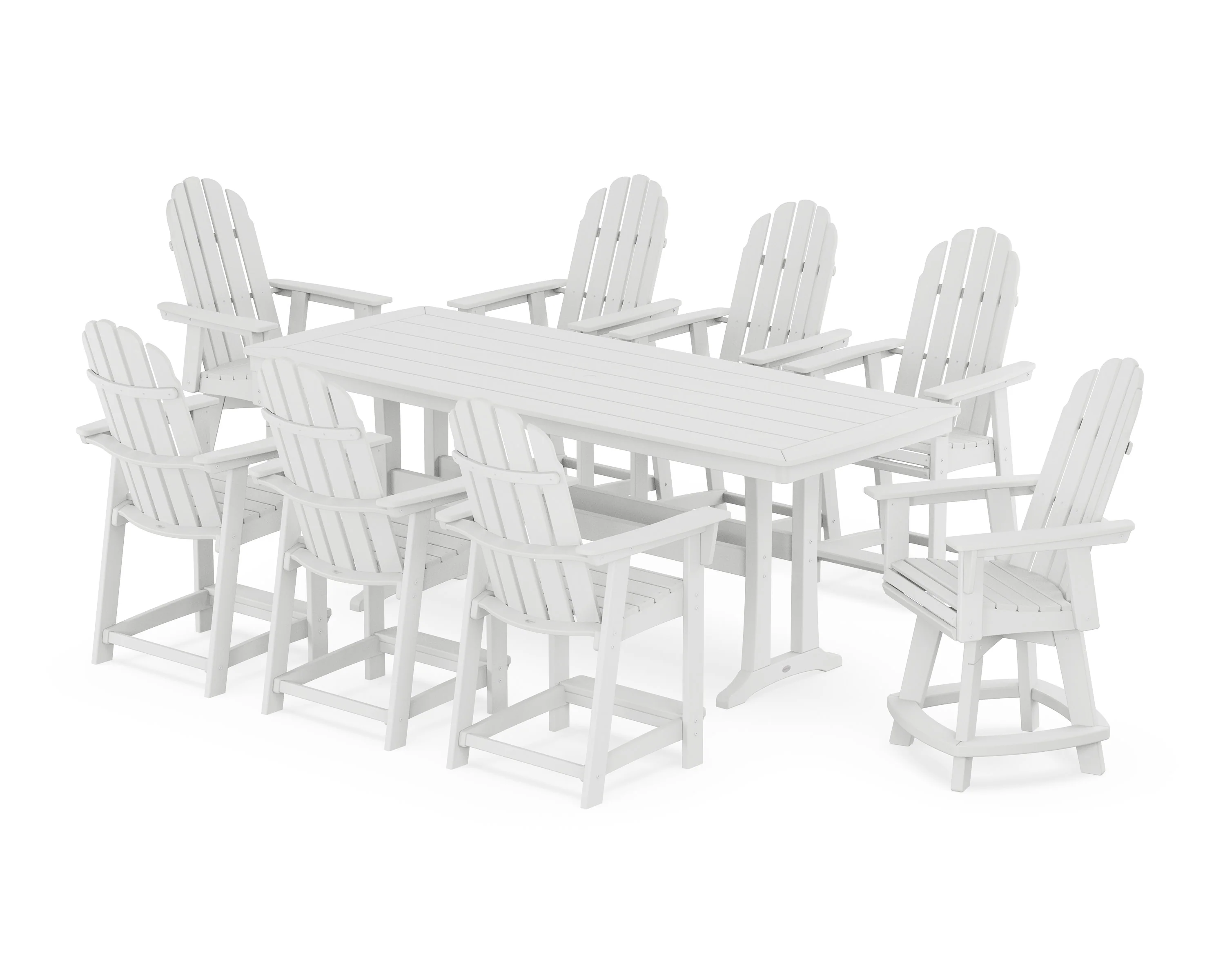 Vineyard Curveback Adirondack Swivel 9-Piece Counter Set with Trestle Legs - Image 12