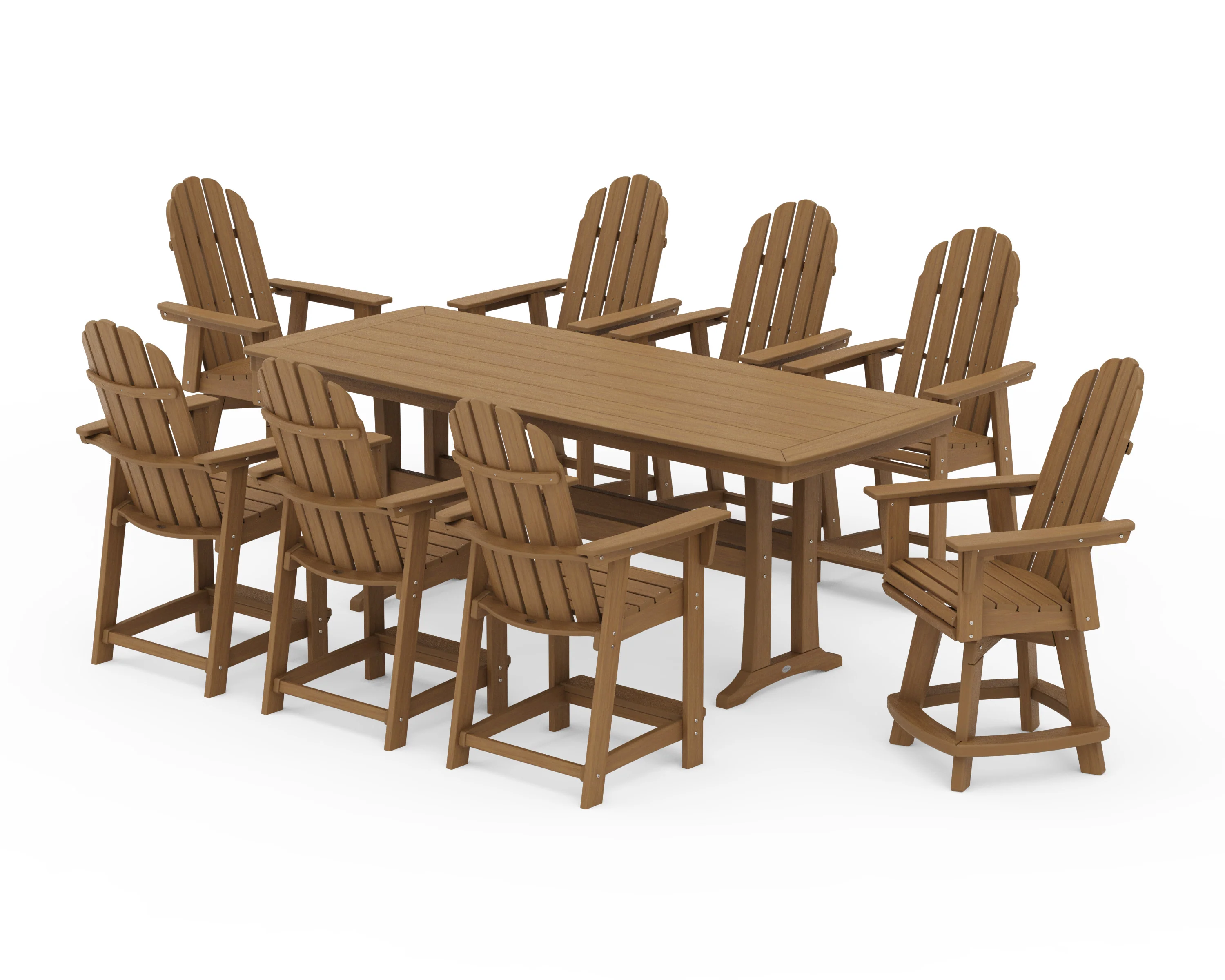 Vineyard Curveback Adirondack Swivel 9-Piece Counter Set with Trestle Legs - Image 13