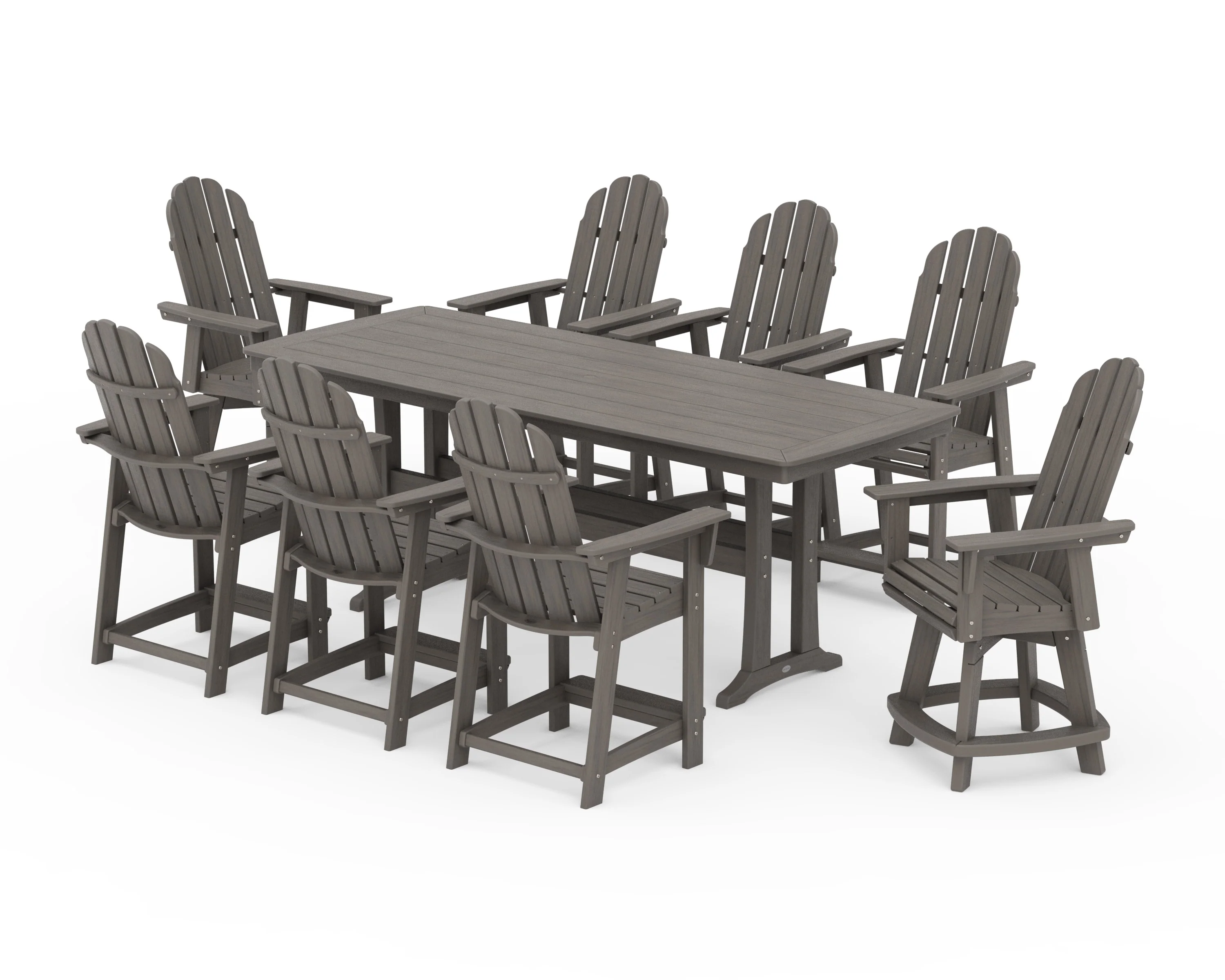 Vineyard Curveback Adirondack Swivel 9-Piece Counter Set with Trestle Legs - Image 14