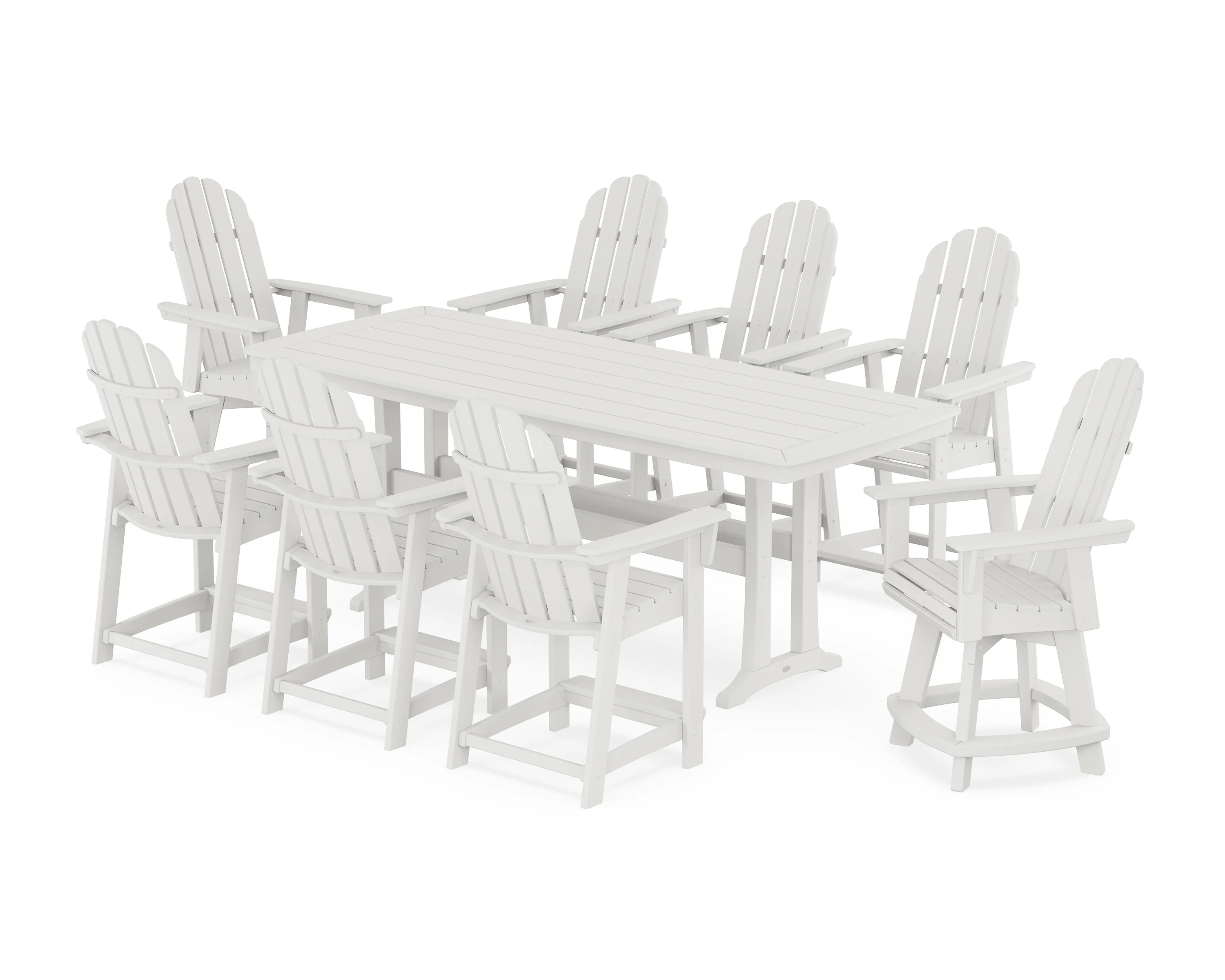 Vineyard Curveback Adirondack Swivel 9-Piece Counter Set with Trestle Legs - Image 6