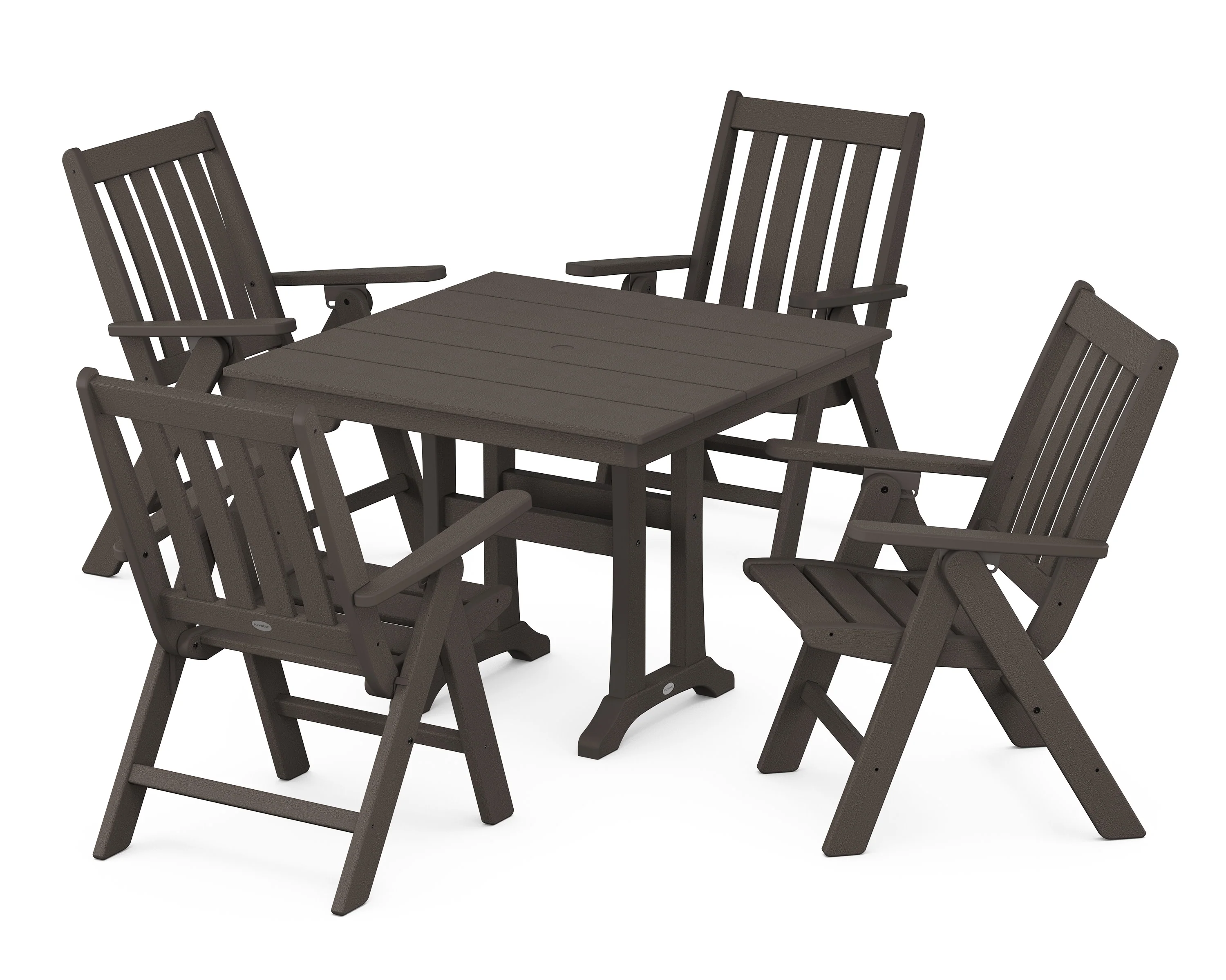 Vineyard Folding 5-Piece Farmhouse Dining Set With Trestle Legs - Image 10