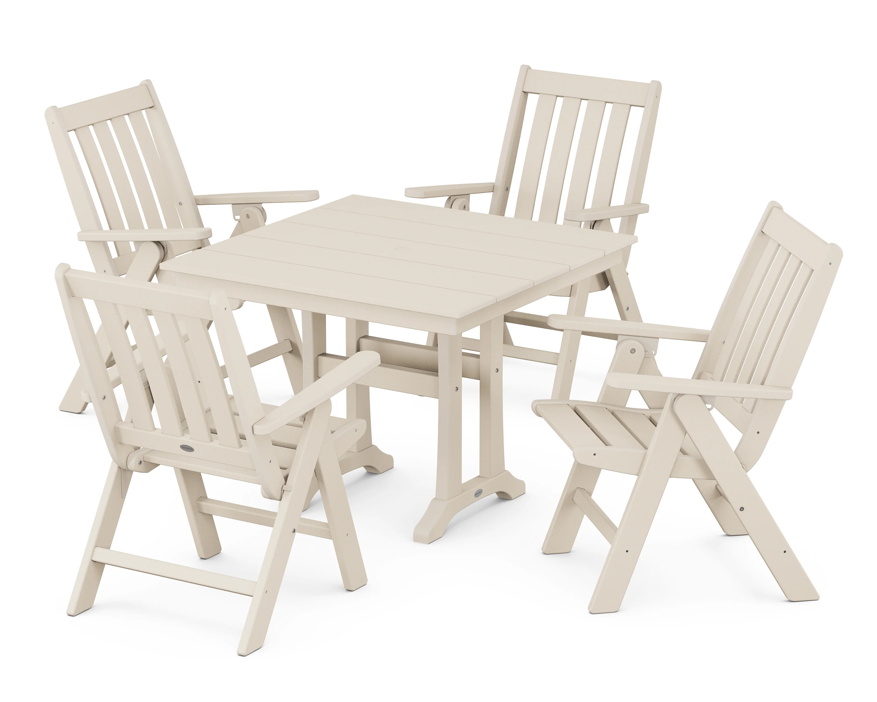 Vineyard Folding 5-Piece Farmhouse Dining Set With Trestle Legs - Image 5