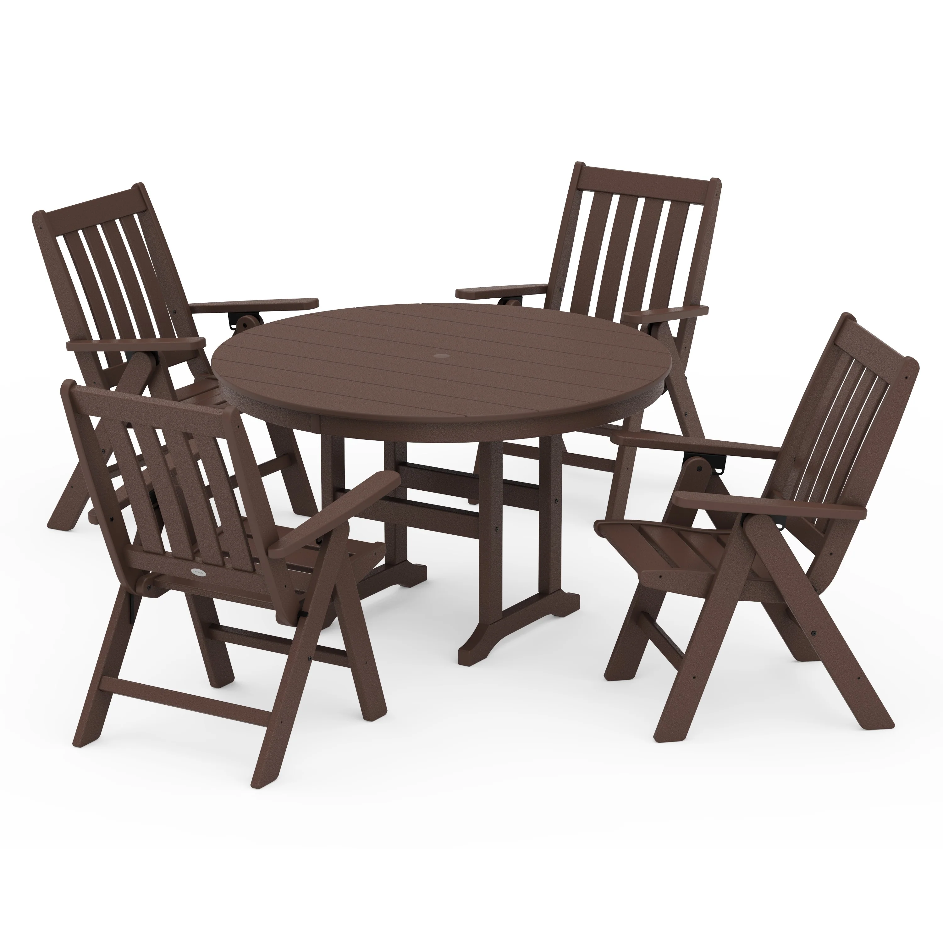 Vineyard Folding Chair 5-Piece Round Farmhouse Dining Set - Image 5