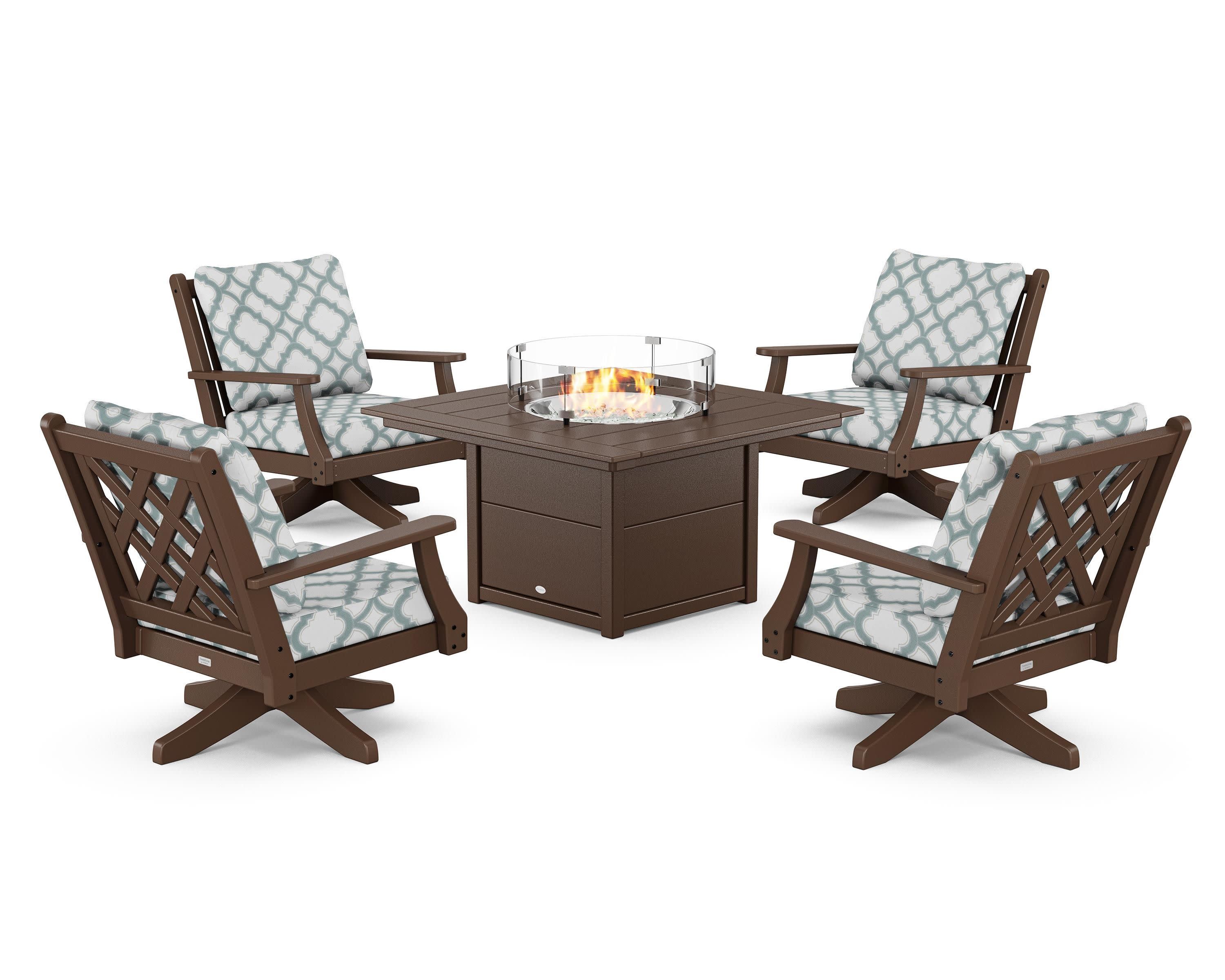 Wovendale 5-Piece Deep Seating Swivel Conversation Set with Fire Pit Table - Image 130