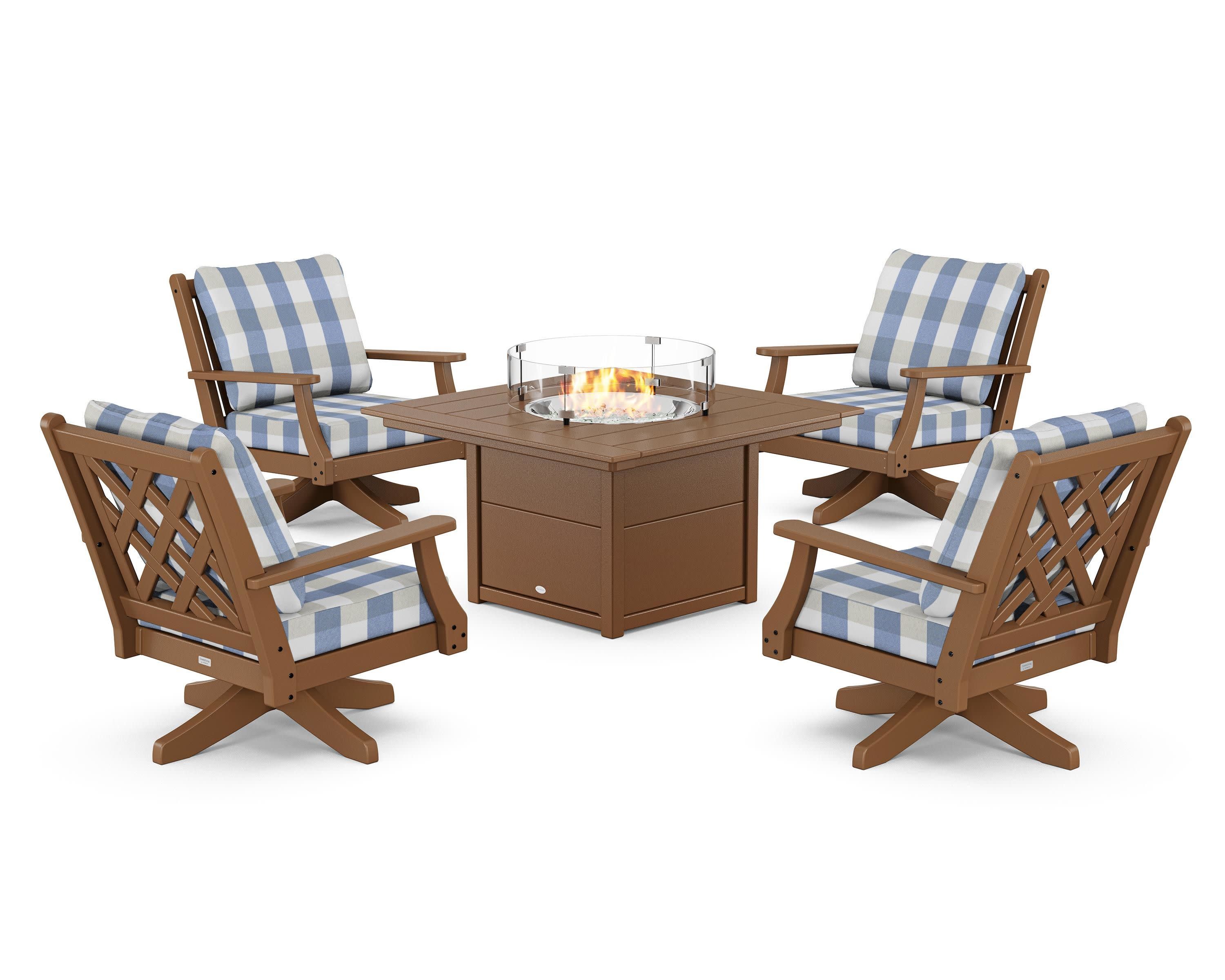 Wovendale 5-Piece Deep Seating Swivel Conversation Set with Fire Pit Table - Image 151