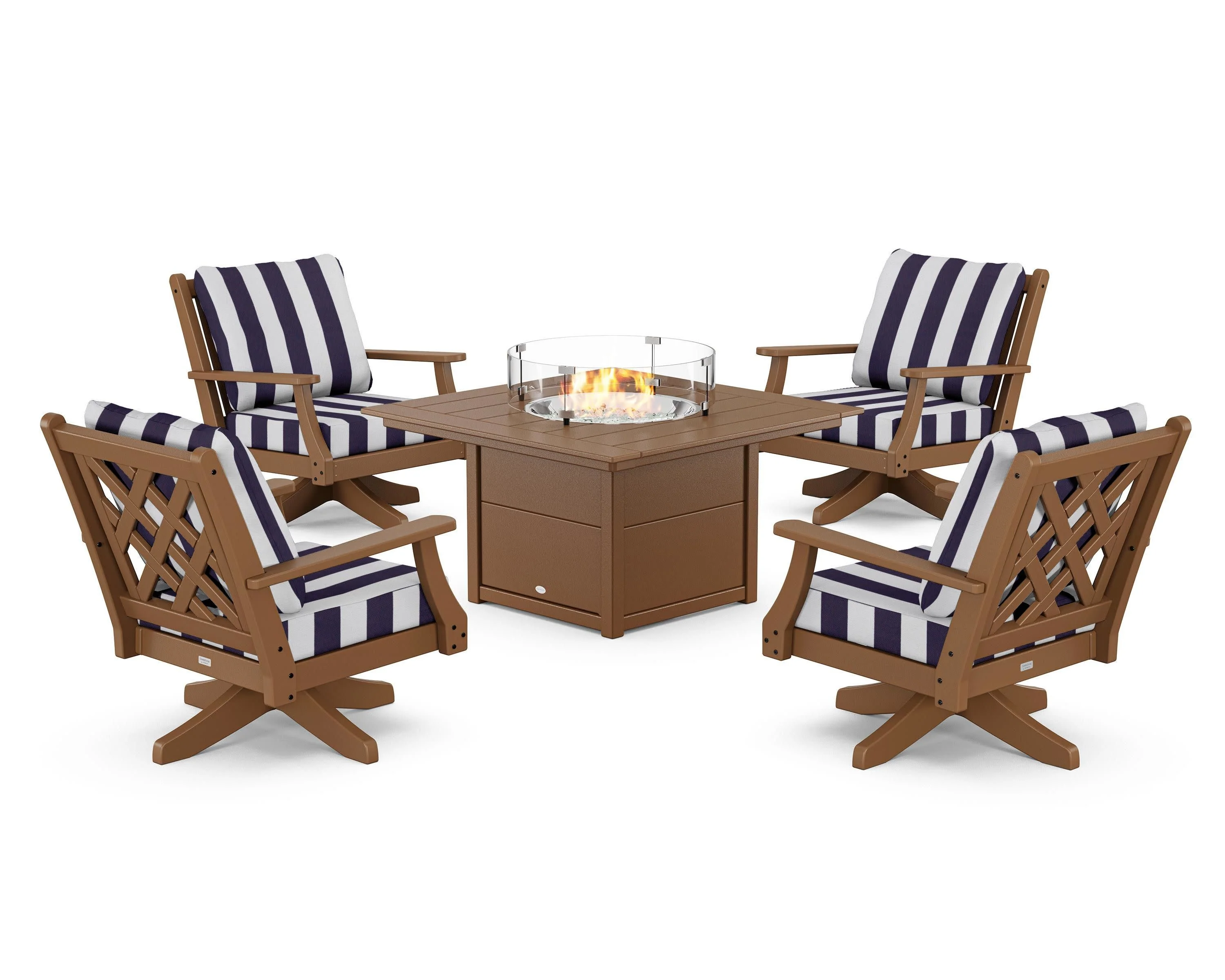 Wovendale 5-Piece Deep Seating Swivel Conversation Set with Fire Pit Table - Image 189