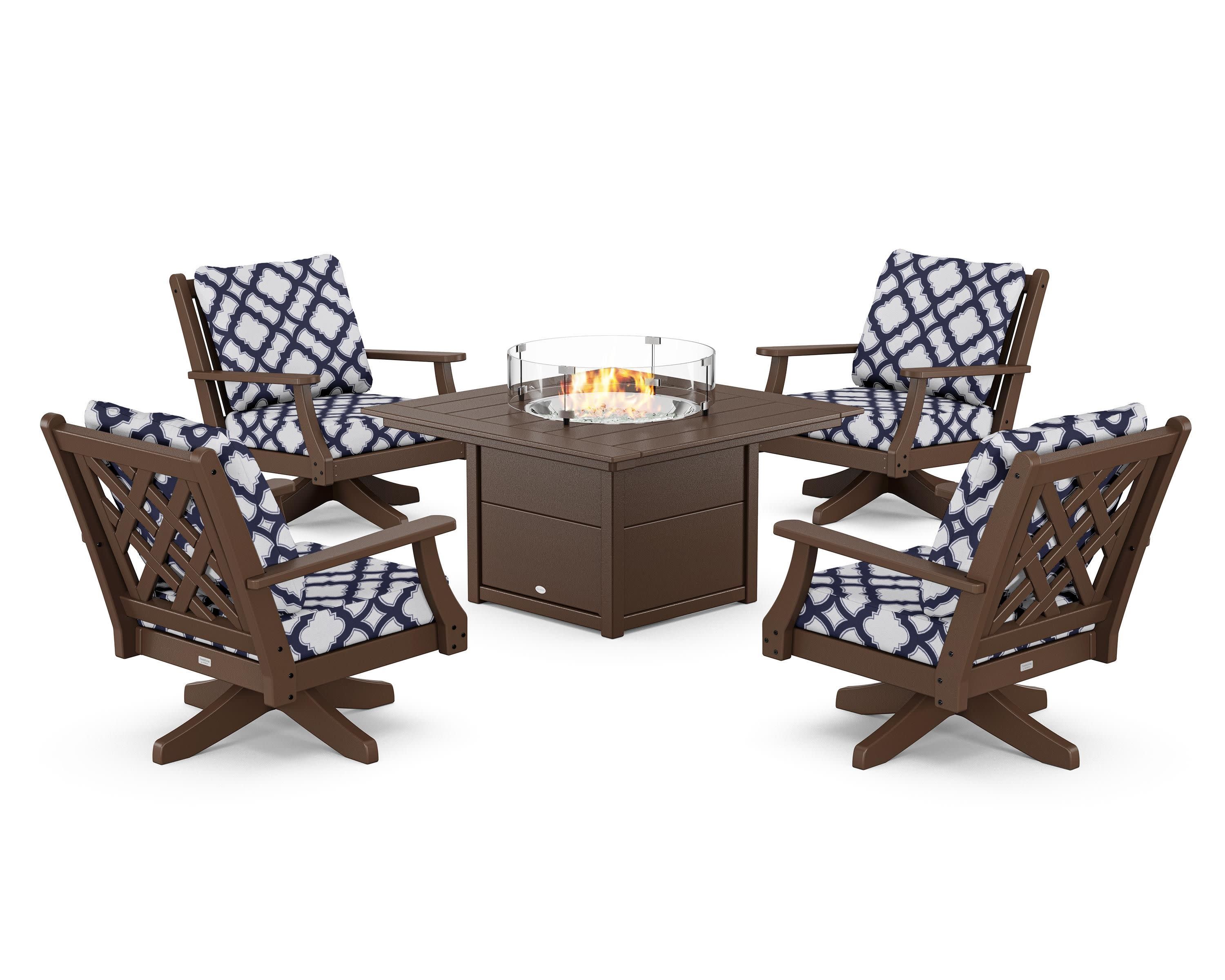Wovendale 5-Piece Deep Seating Swivel Conversation Set with Fire Pit Table - Image 26
