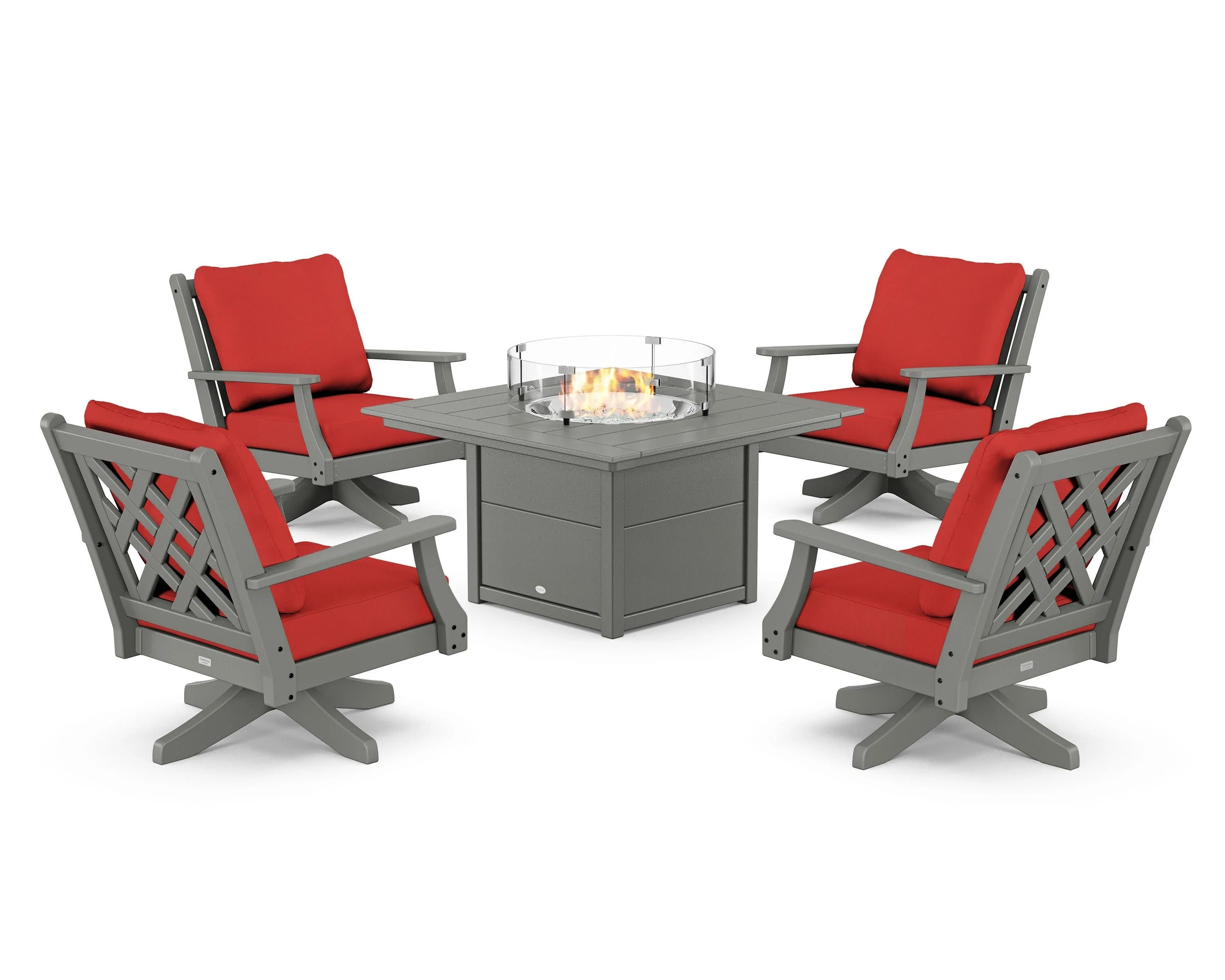 Wovendale 5-Piece Deep Seating Swivel Conversation Set with Fire Pit Table - Image 47