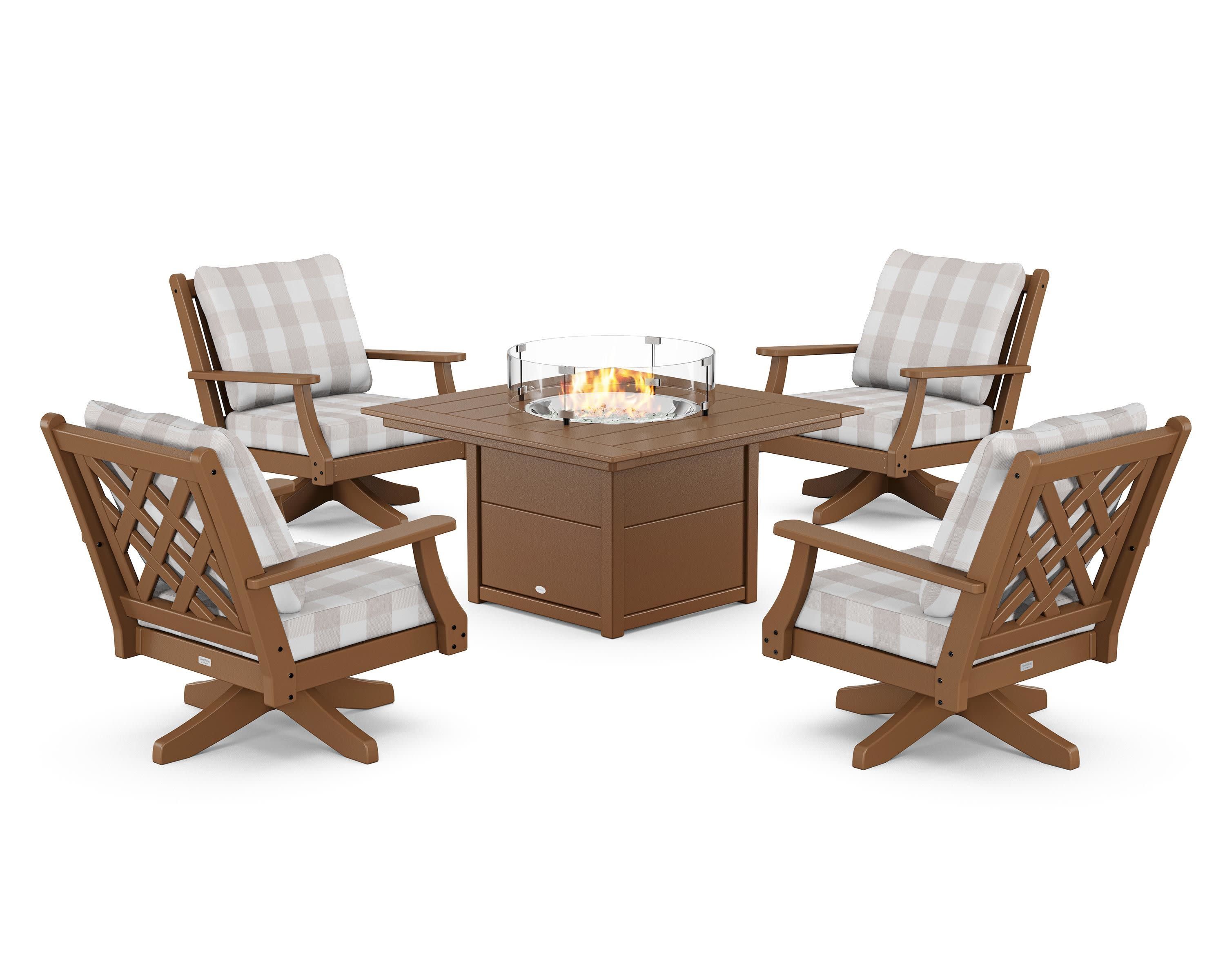 Wovendale 5-Piece Deep Seating Swivel Conversation Set with Fire Pit Table - Image 74