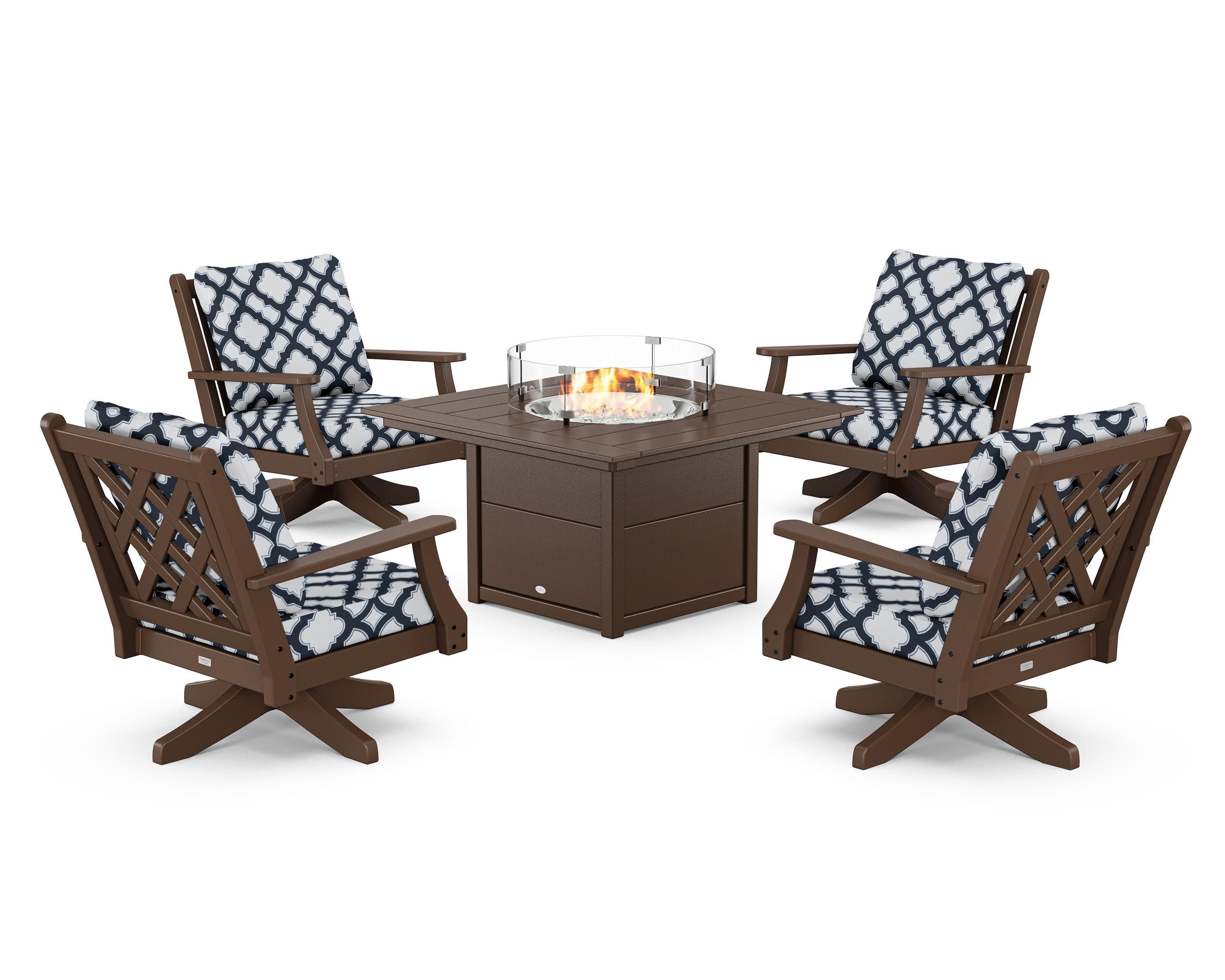 Wovendale 5-Piece Deep Seating Swivel Conversation Set with Fire Pit Table - Image 96