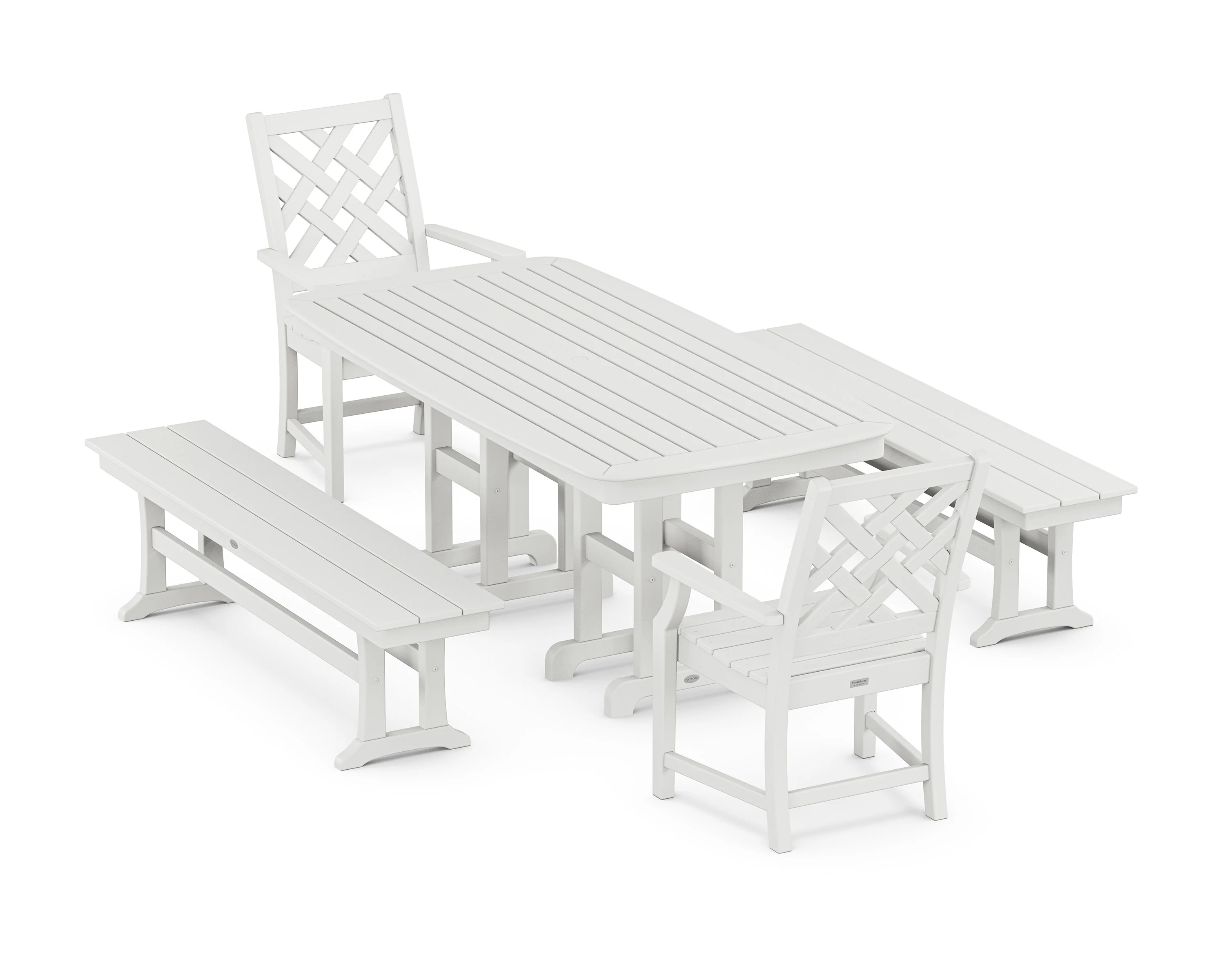 Wovendale 5-Piece Dining Set with Benches - Image 3