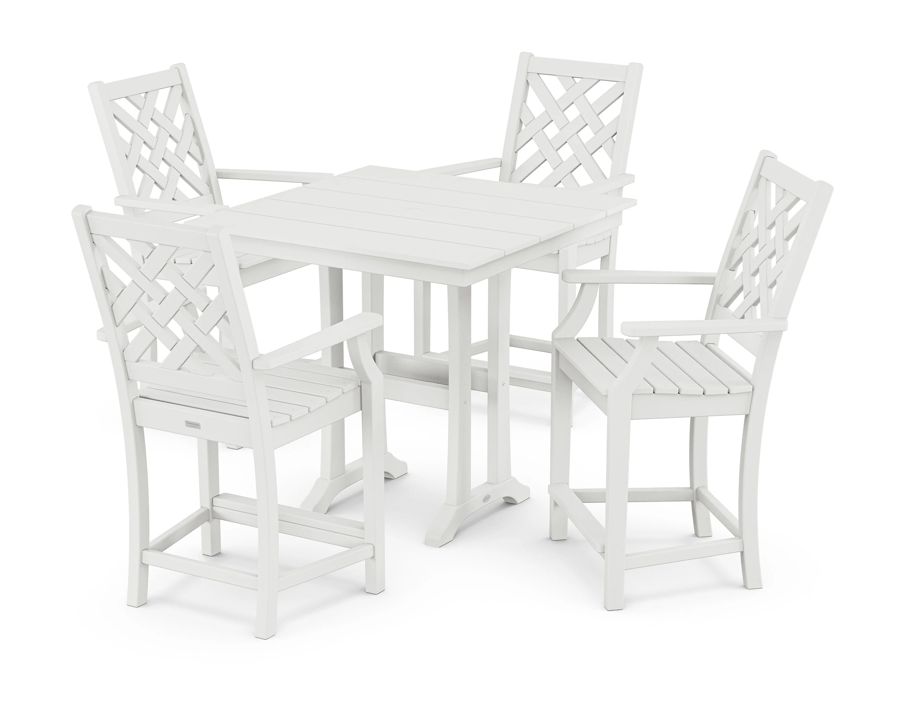 Wovendale 5-Piece Farmhouse Counter Set with Trestle Legs - Image 4