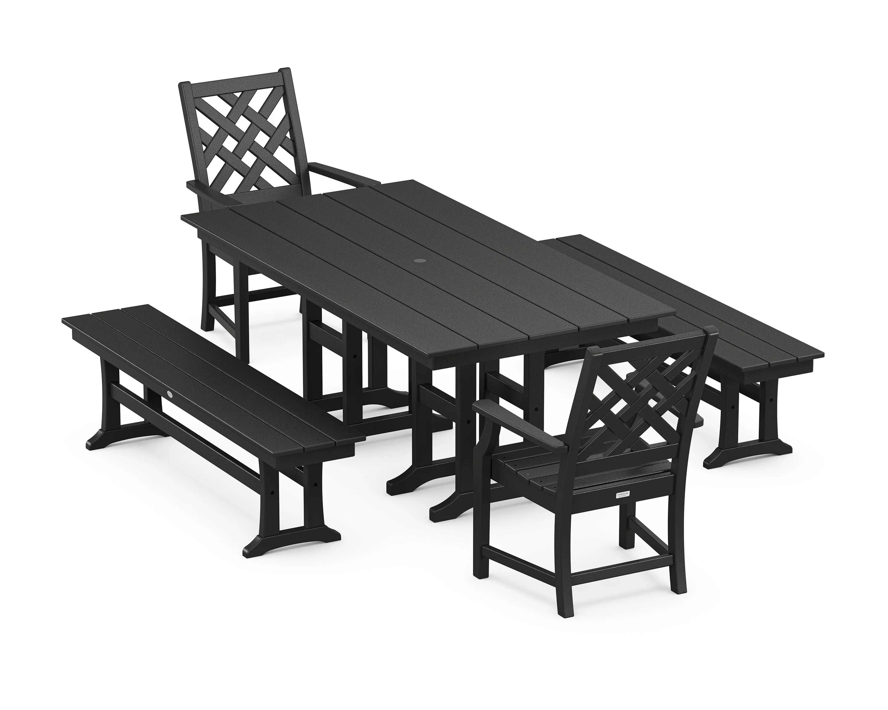 Wovendale 5-Piece Farmhouse Dining Set with Benches - Image 5