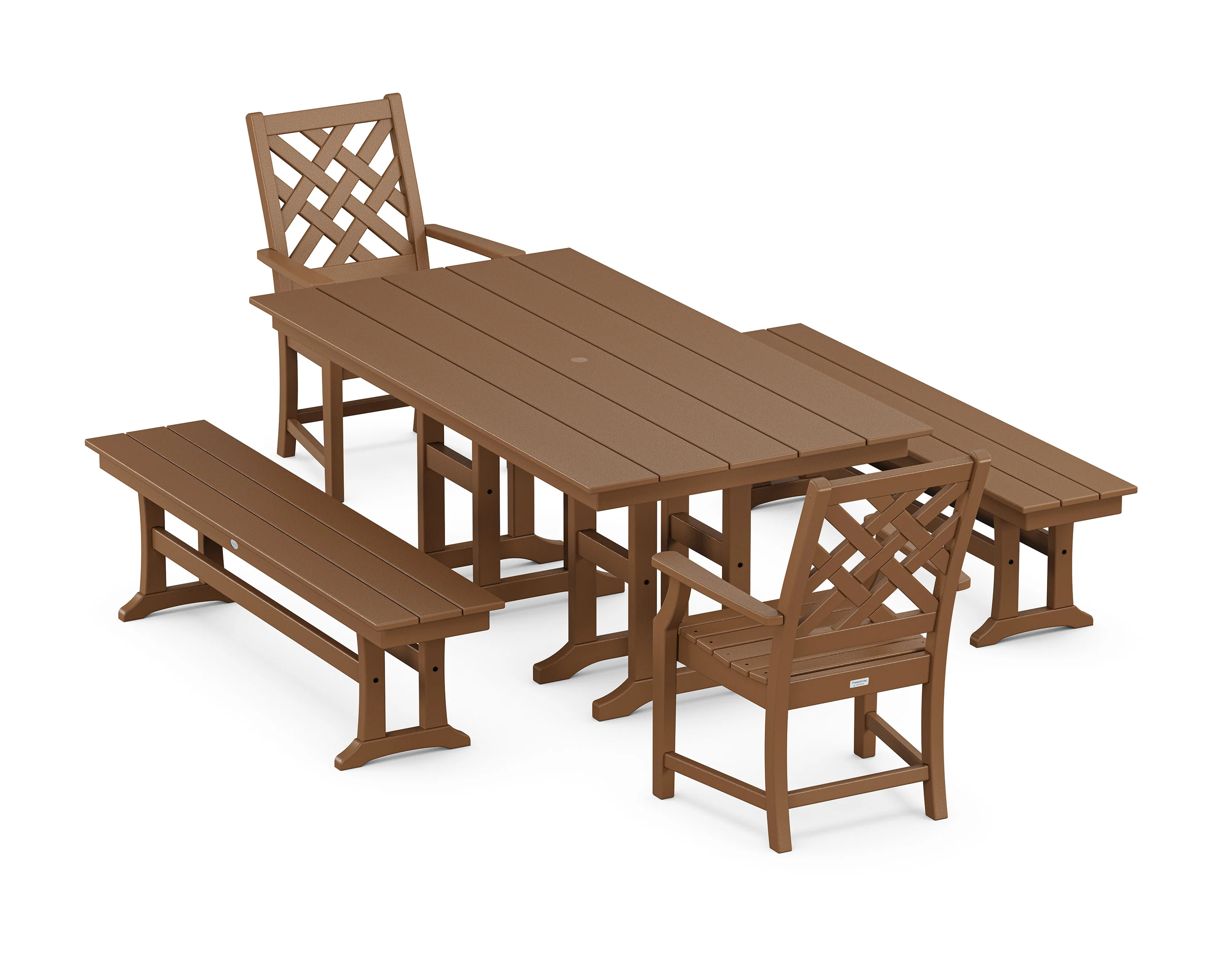 Wovendale 5-Piece Farmhouse Dining Set with Benches - Image 7