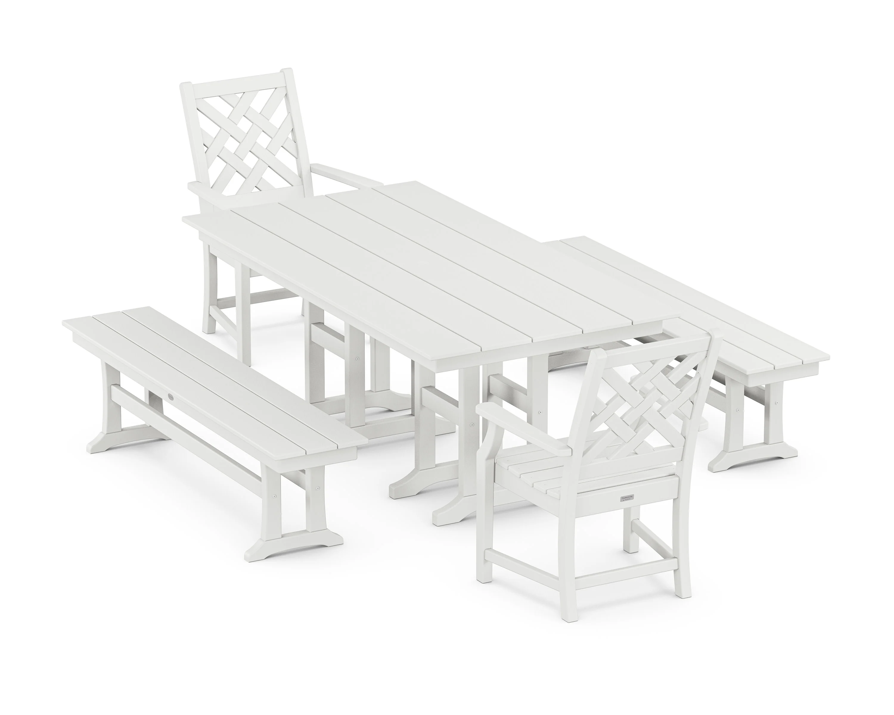 Wovendale 5-Piece Farmhouse Dining Set with Benches - Image 8