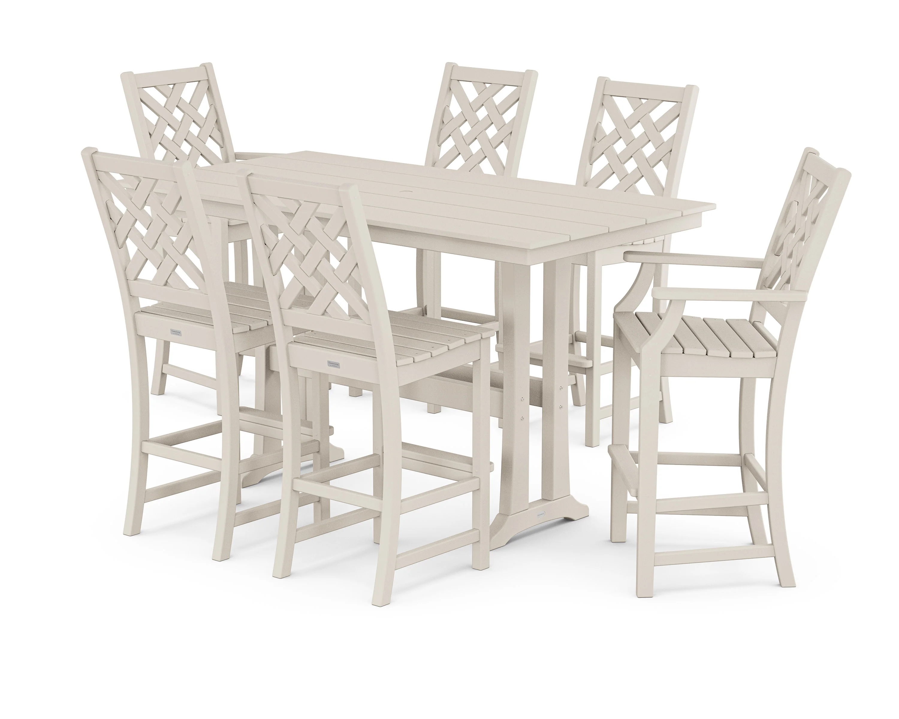 Wovendale 7-Piece Farmhouse Bar Set with Trestle Legs - Image 4