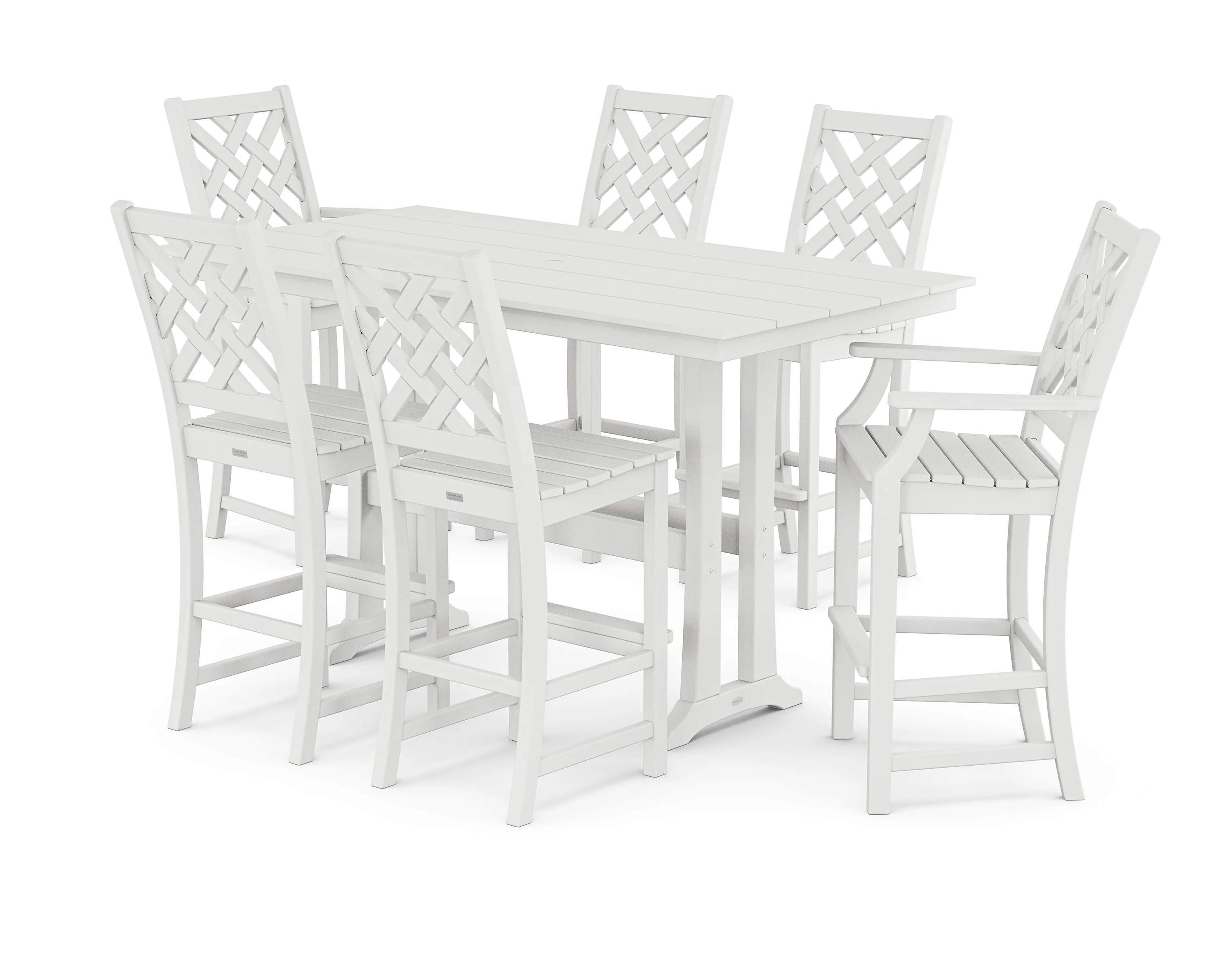 Wovendale 7-Piece Farmhouse Bar Set with Trestle Legs - Image 7