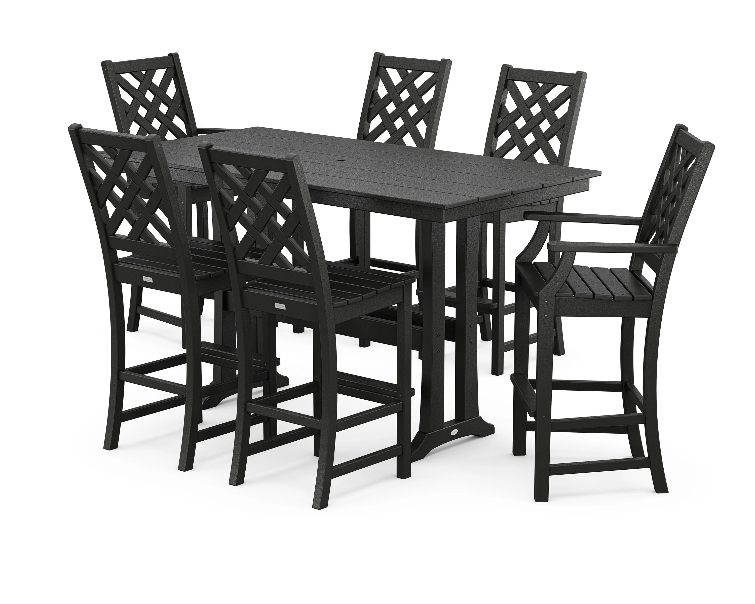 Wovendale 7-Piece Farmhouse Bar Set with Trestle Legs - Image 8