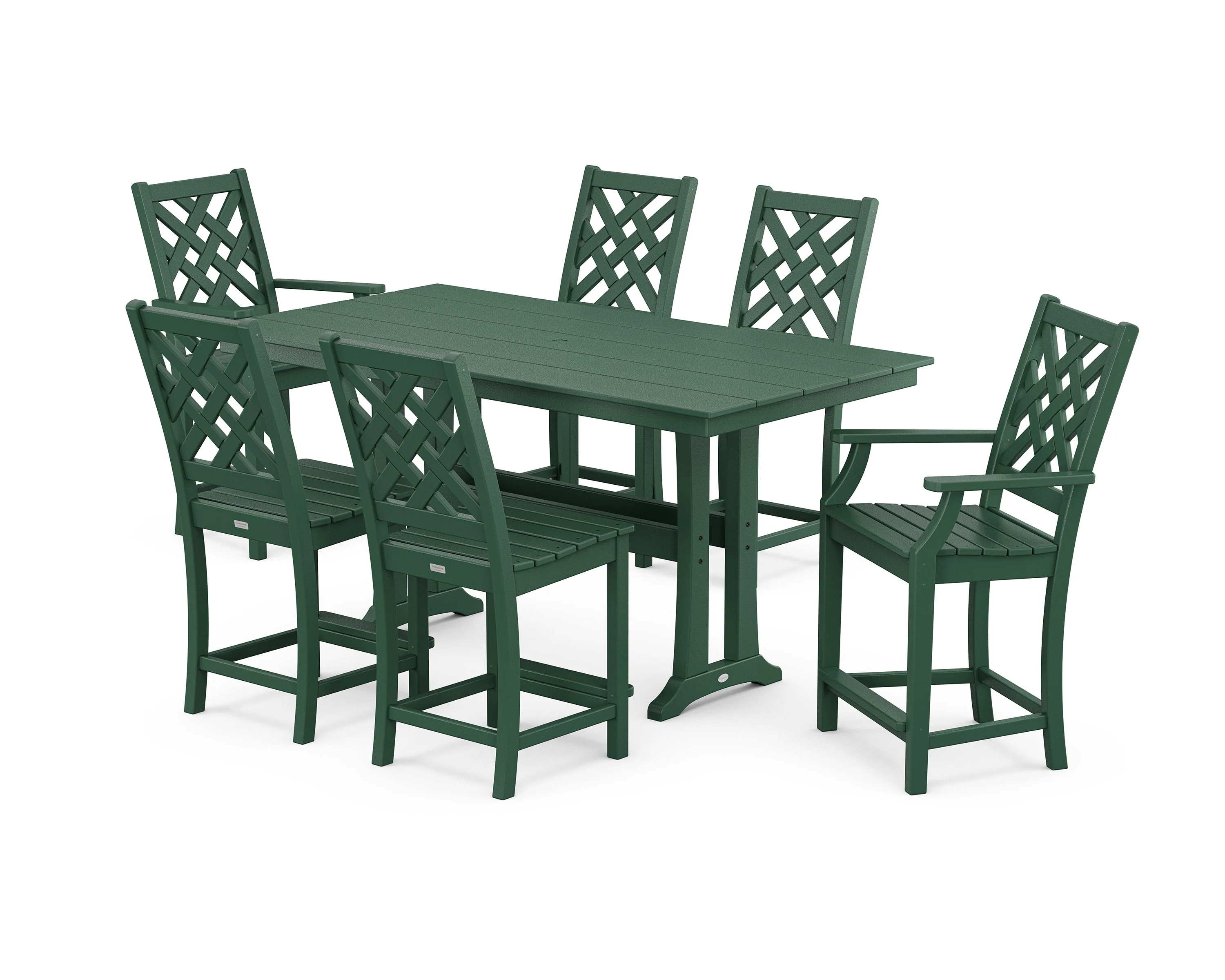 Wovendale 7-Piece Farmhouse Counter Set with Trestle Legs - Image 7