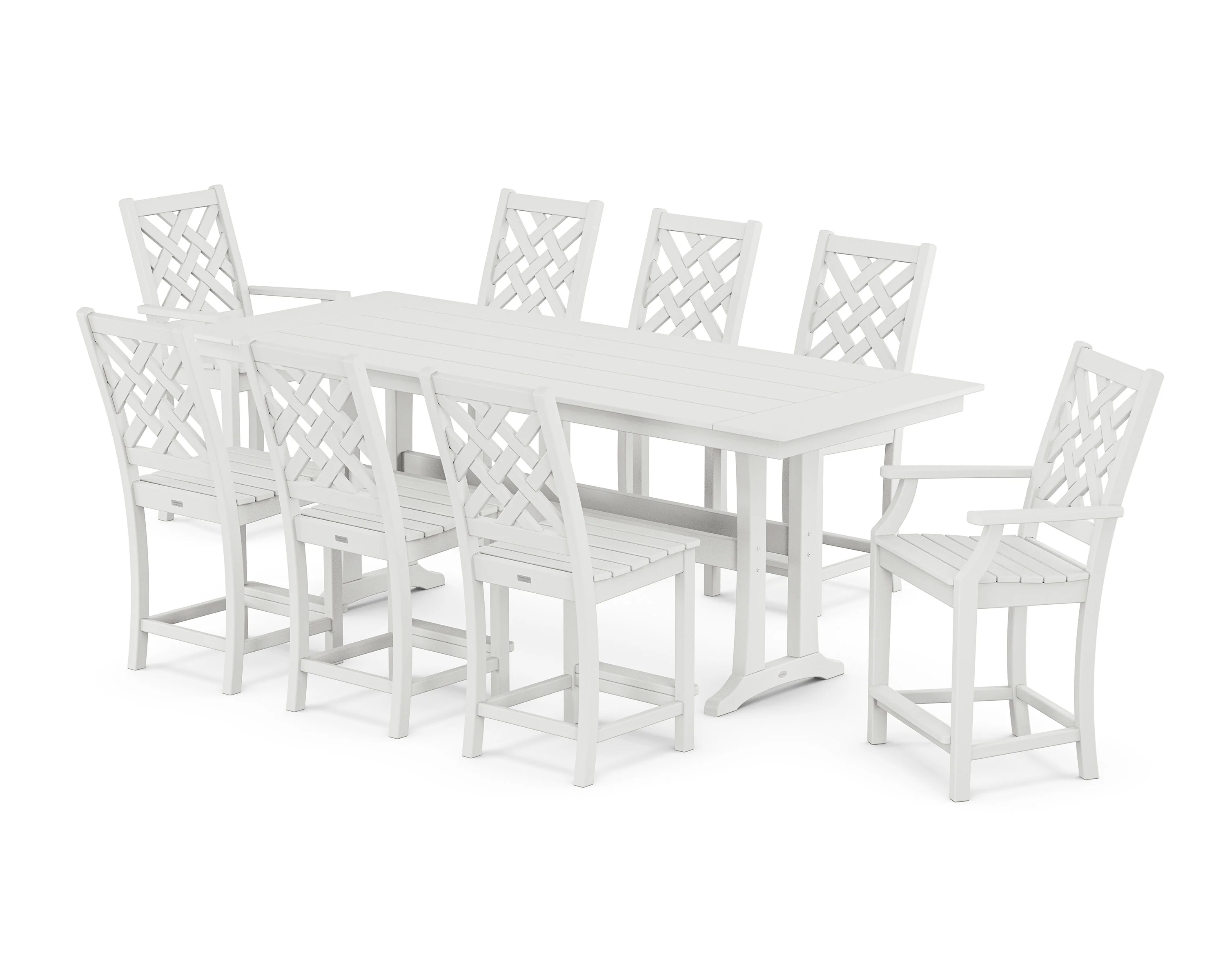 Wovendale 9-Piece Farmhouse Counter Set with Trestle Legs - Image 4