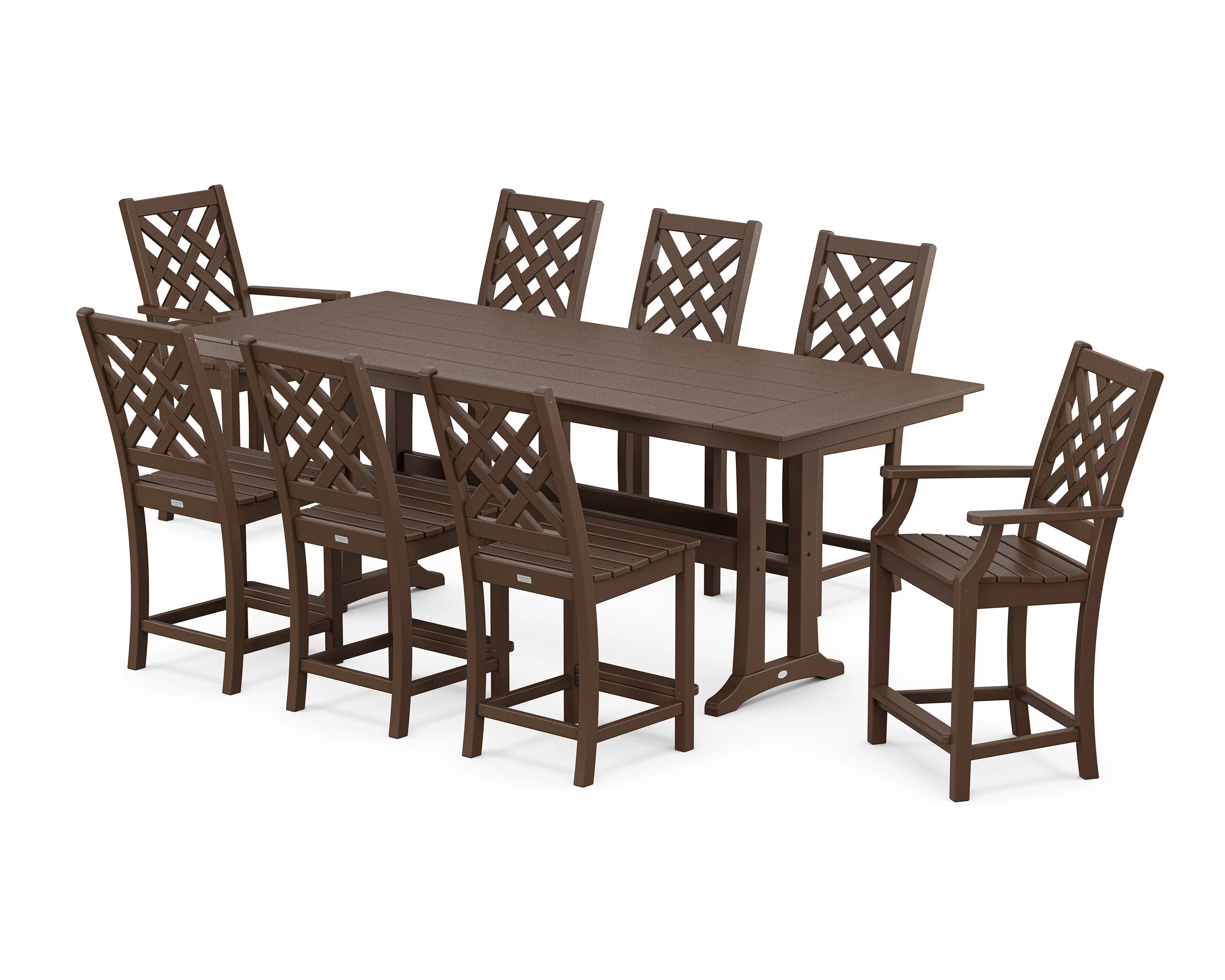 Wovendale 9-Piece Farmhouse Counter Set with Trestle Legs - Image 7