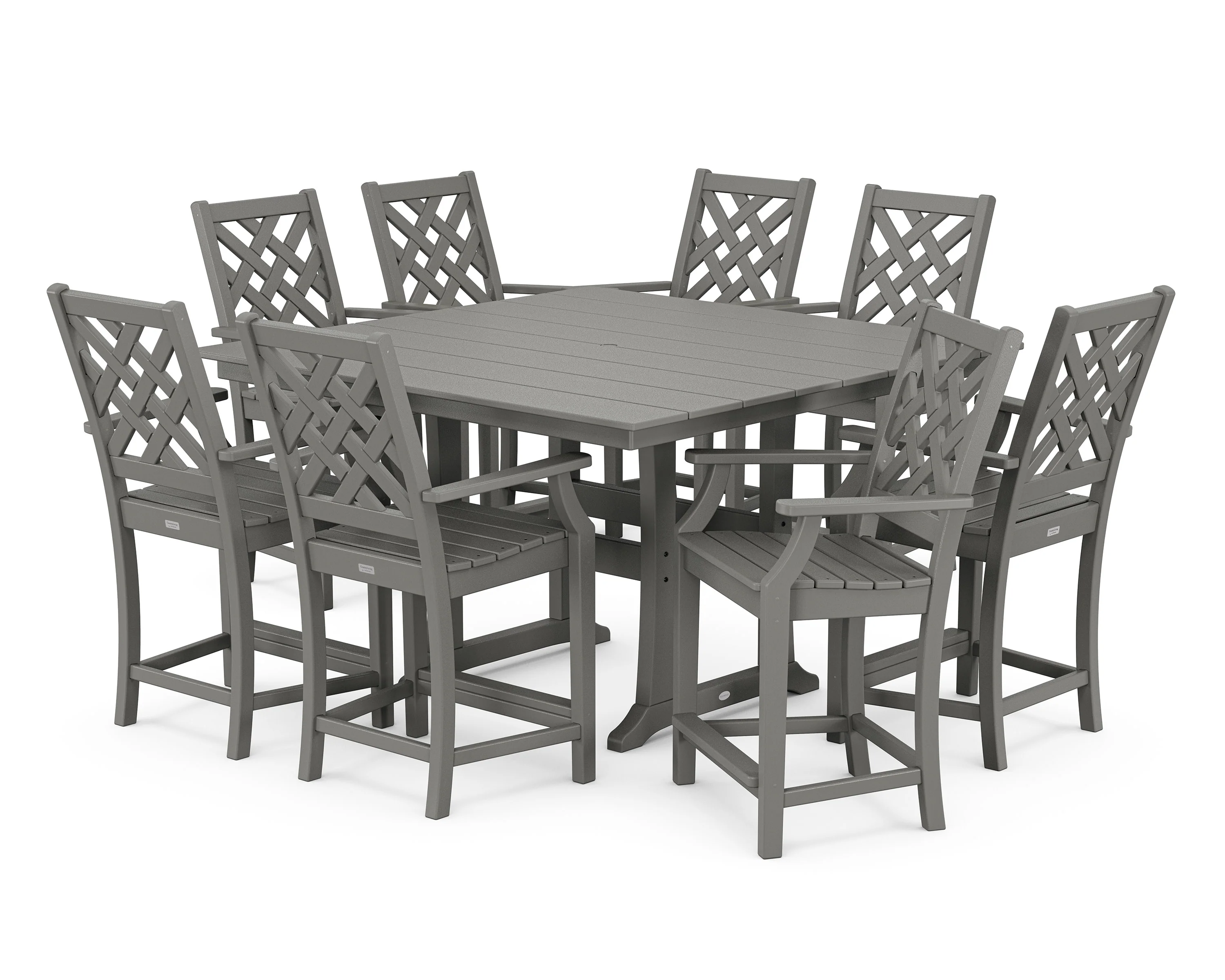 Wovendale 9-Piece Square Farmhouse Counter Set with Trestle Legs