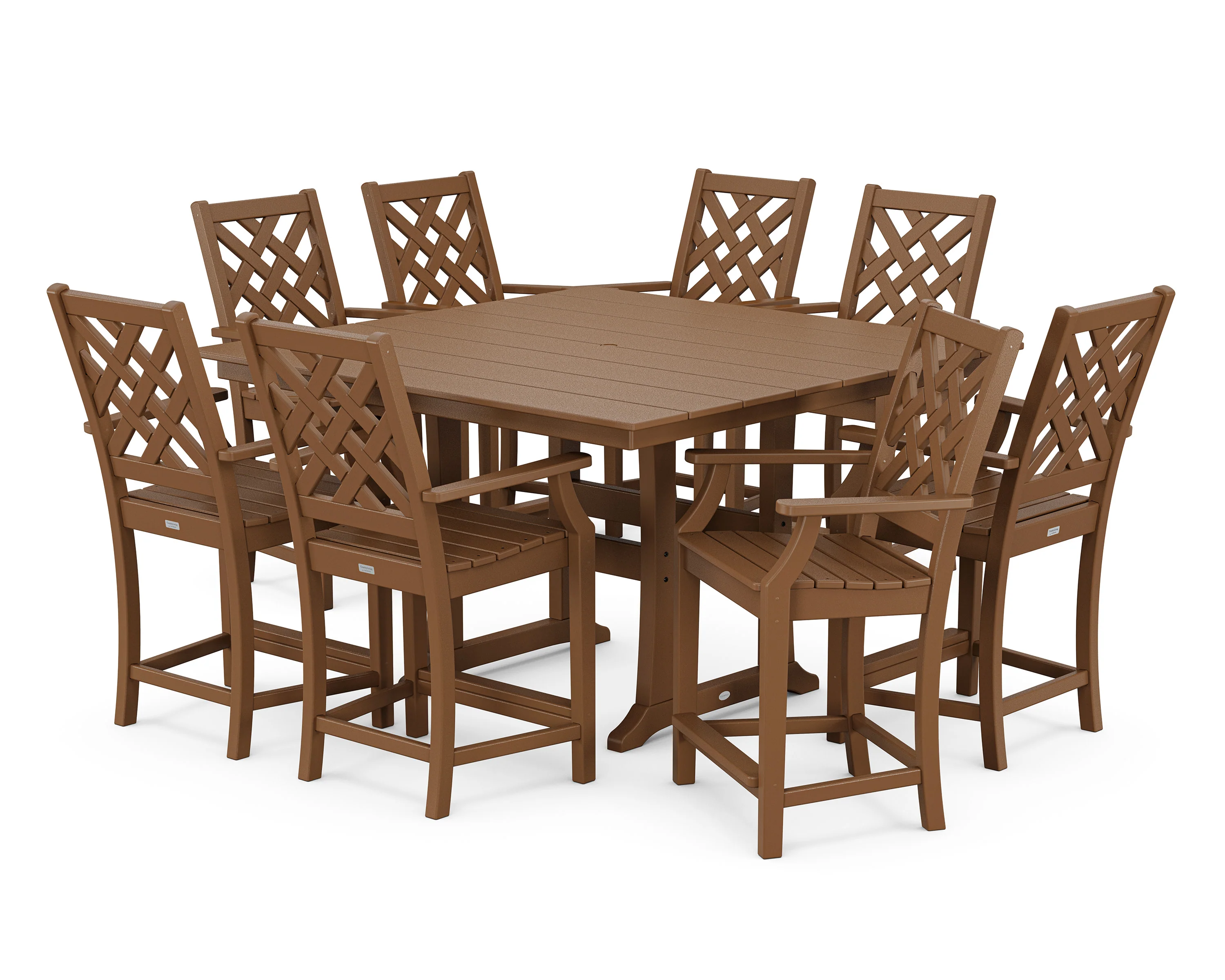 Wovendale 9-Piece Square Farmhouse Counter Set with Trestle Legs - Image 3