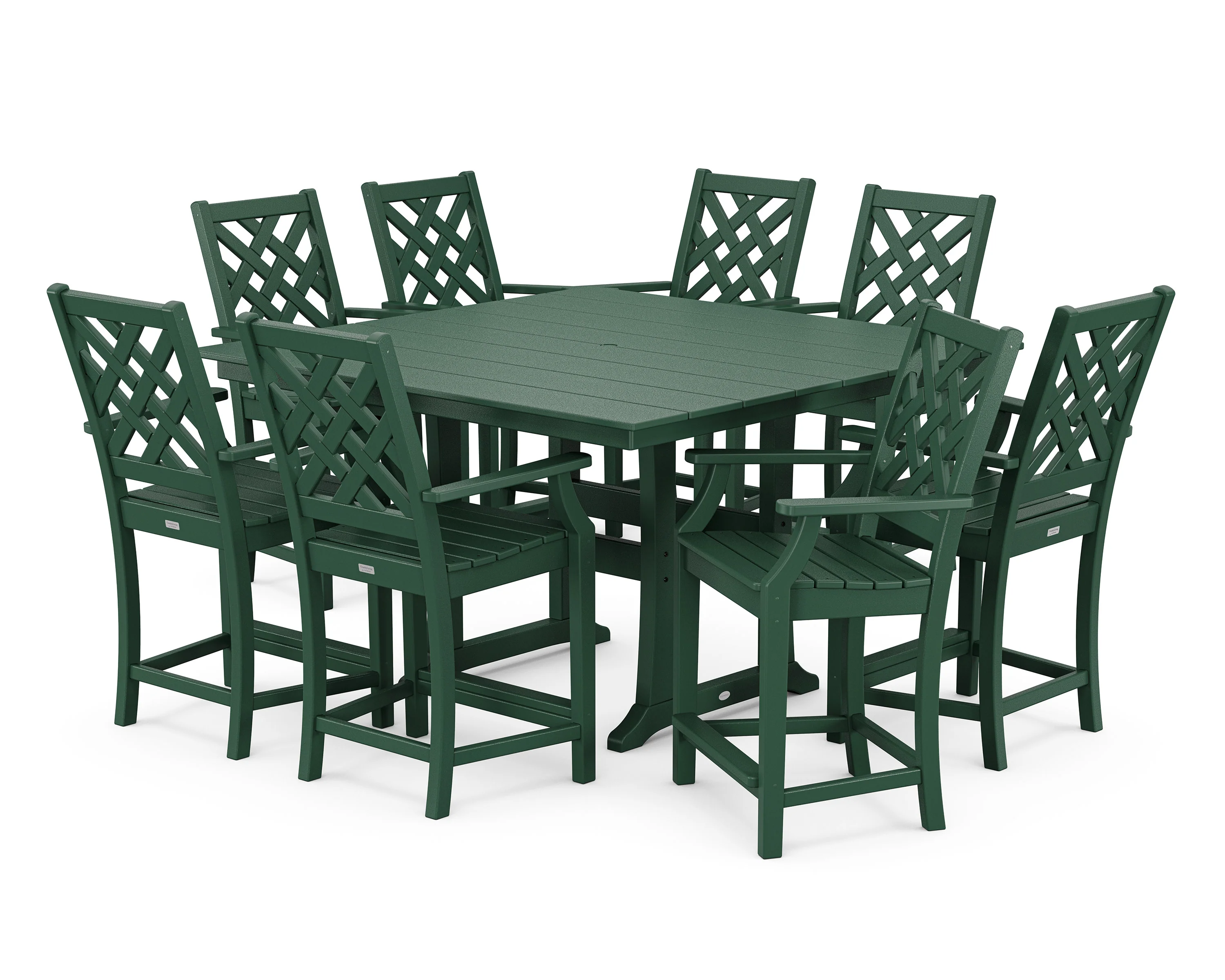 Wovendale 9-Piece Square Farmhouse Counter Set with Trestle Legs - Image 6