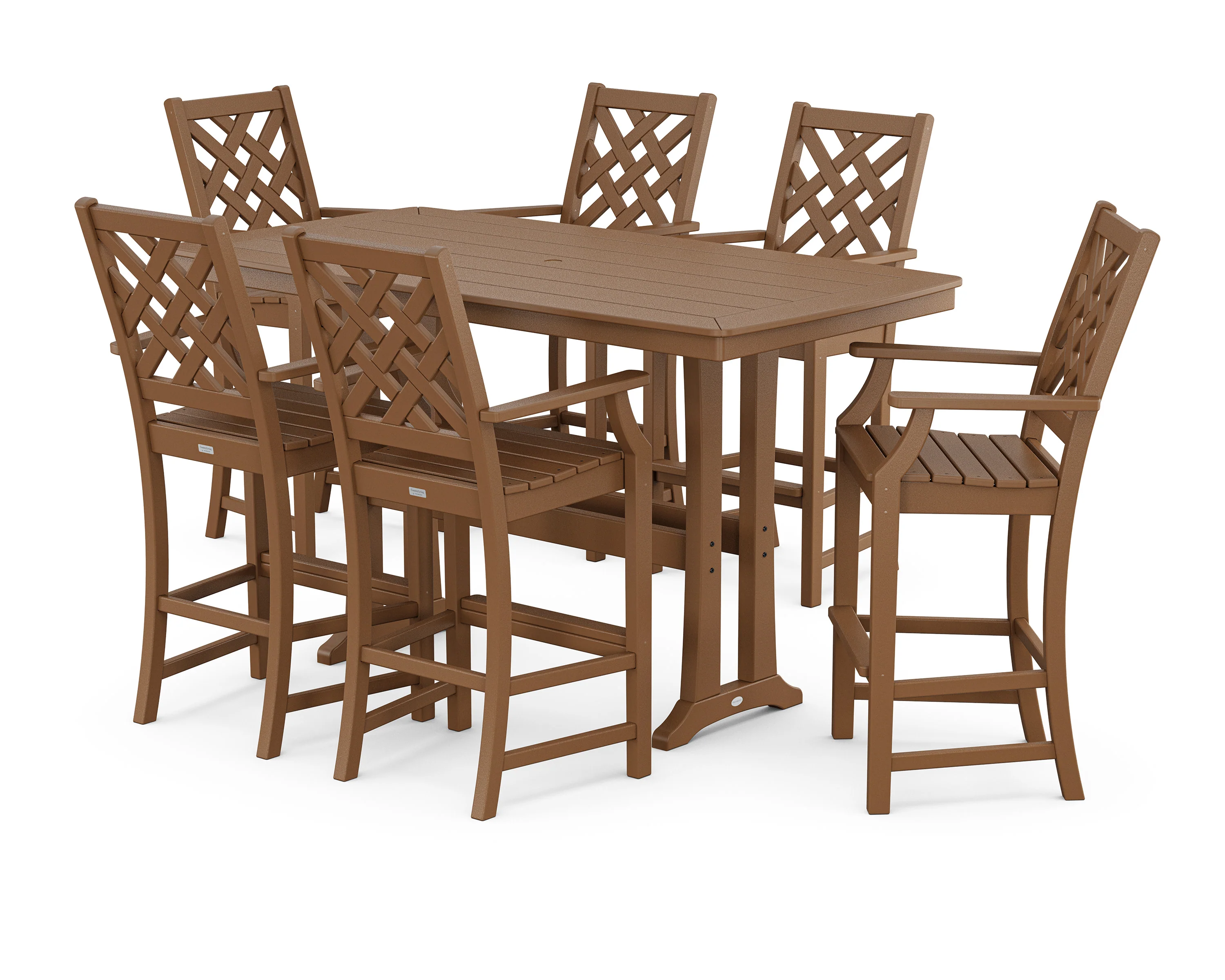 Wovendale Arm Chair 7-Piece Bar Set with Trestle Legs - Image 3